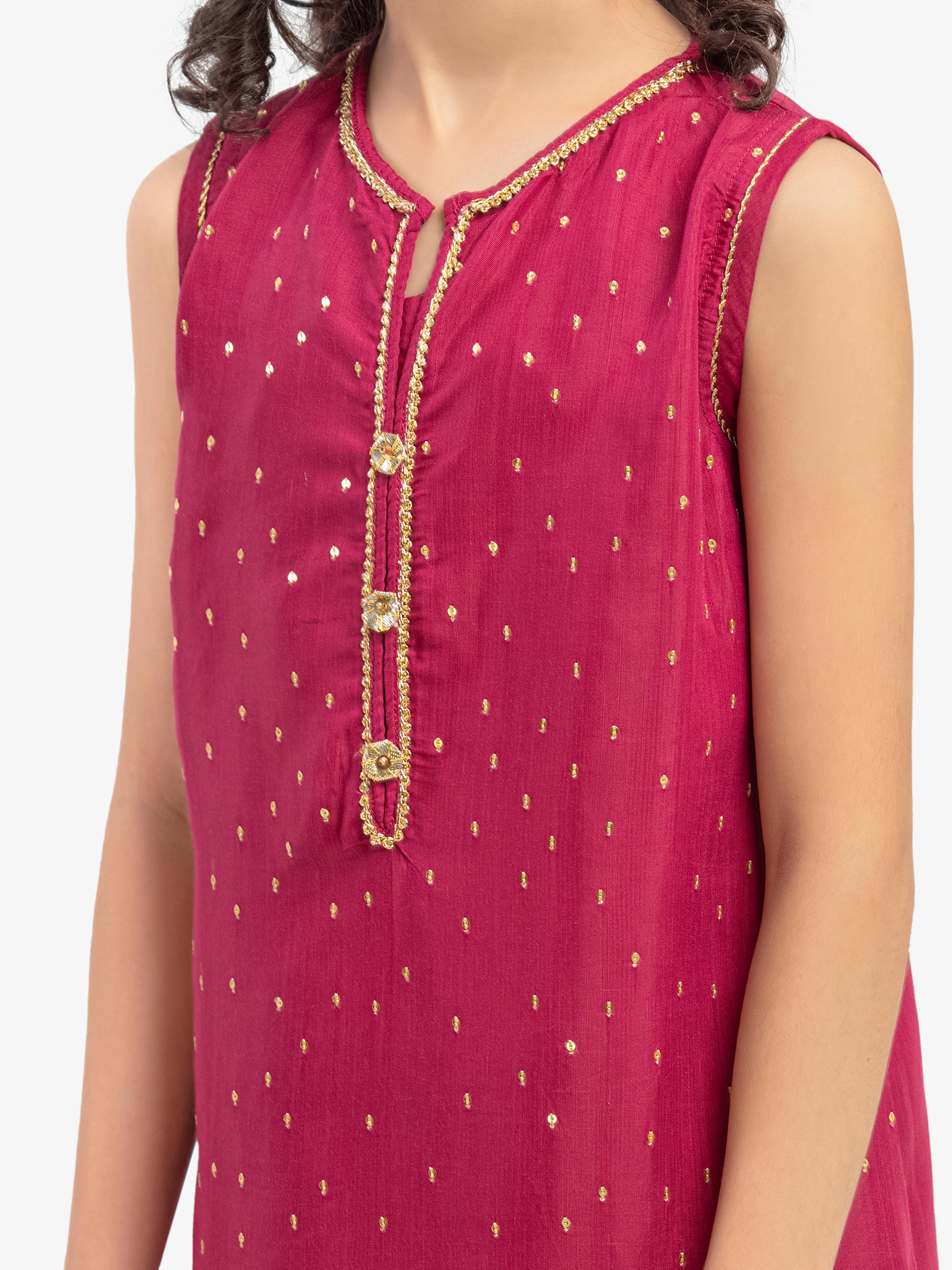 Embroidered Raw Silk Gharara Suit - EGTPLE5-50042-3P - Image 3