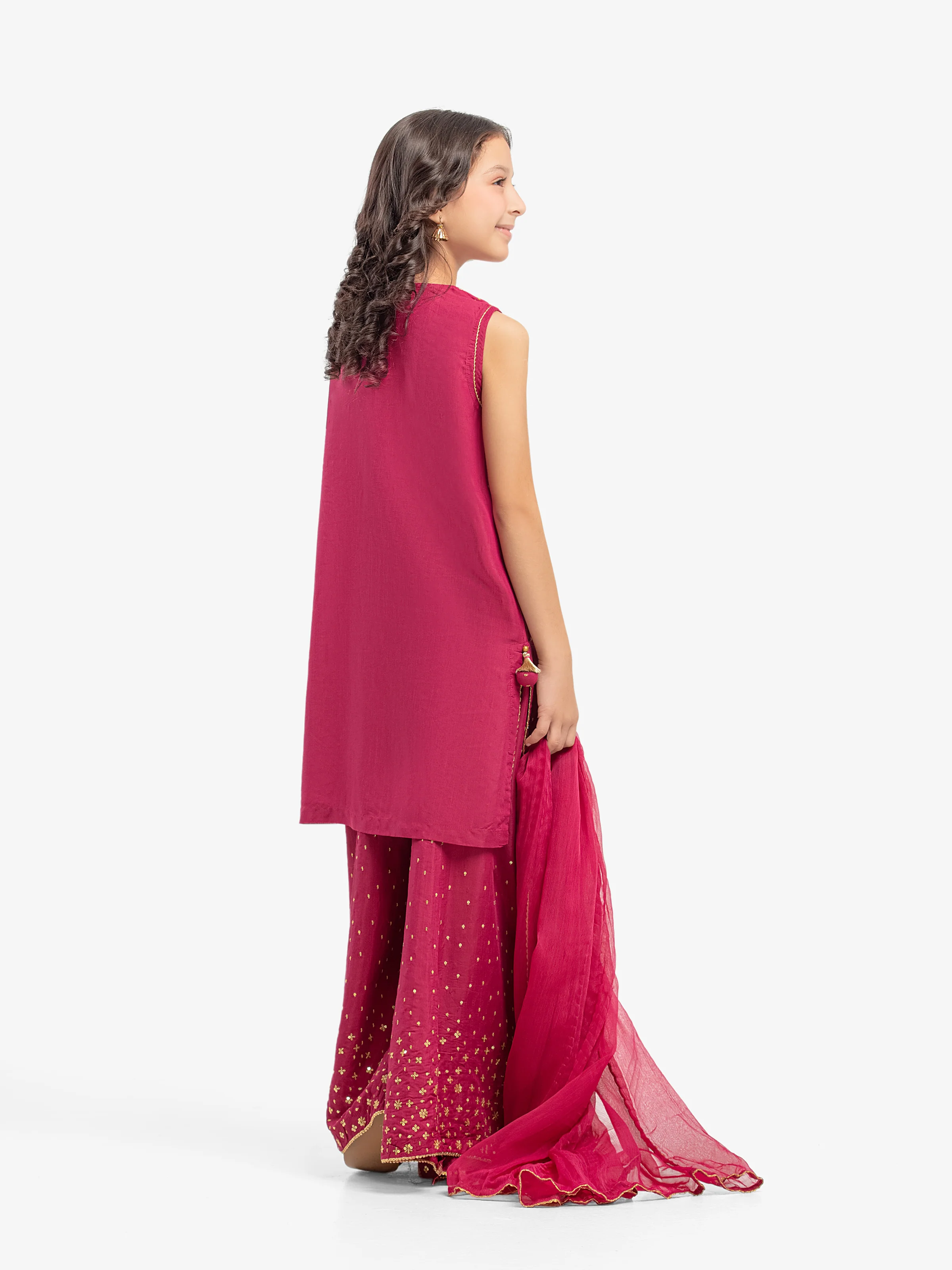 Embroidered Raw Silk Gharara Suit - EGTPLE5-50042-3P - Image 5