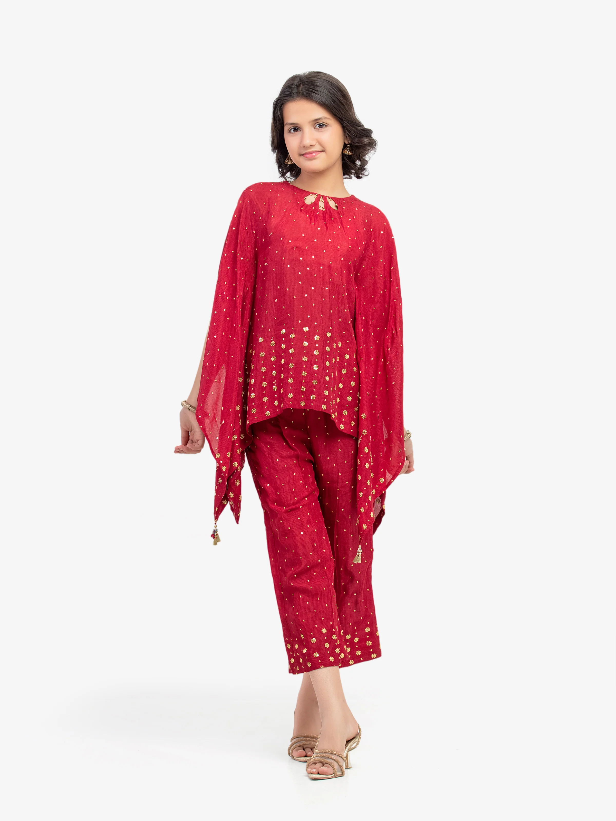 Embroidered Raw Silk Co-Ord Set - EGTPLE5-50045ST