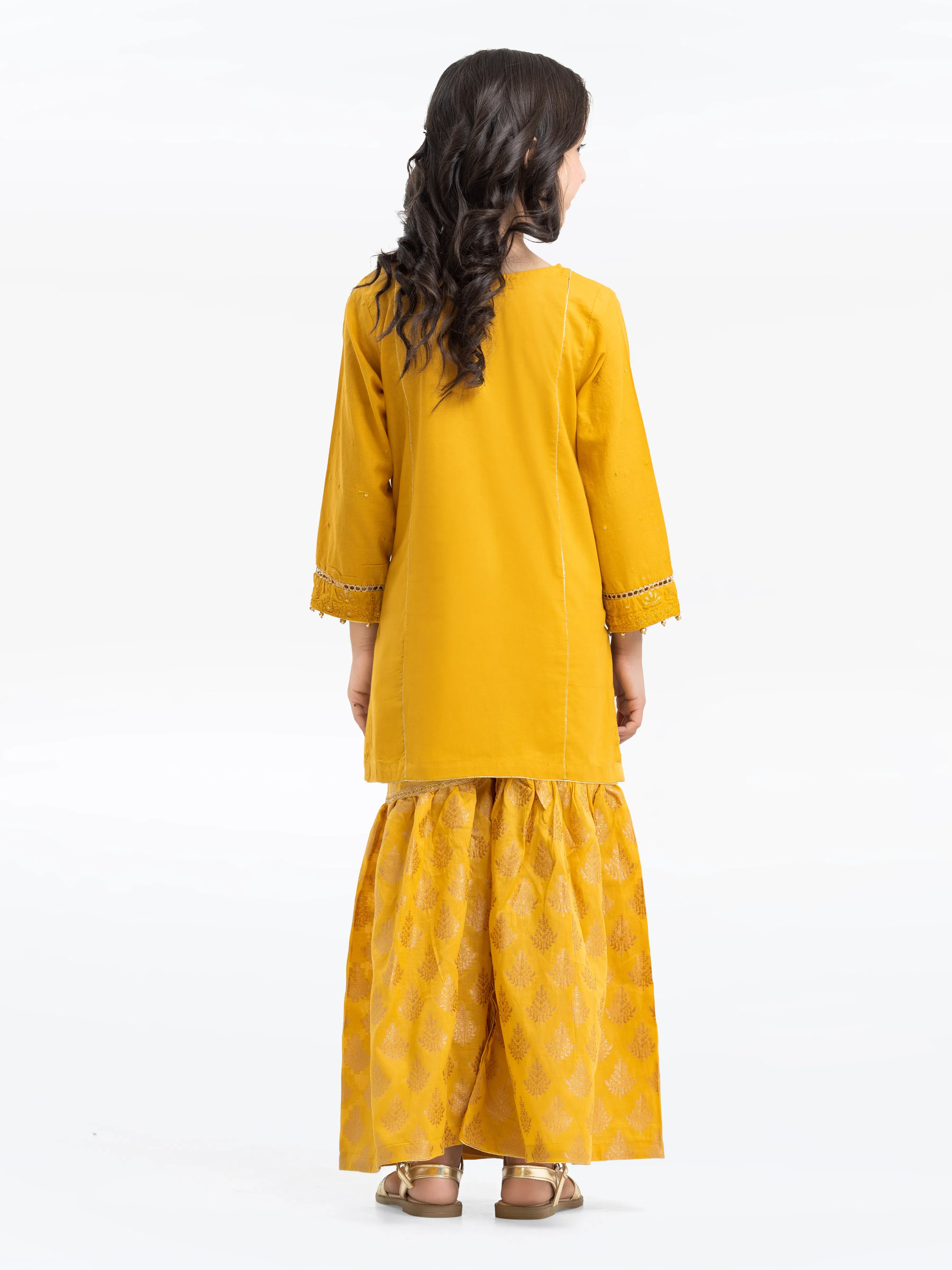 Embroidered Cambric Gharara Suit - EGTKE24-70751ST - Image 6