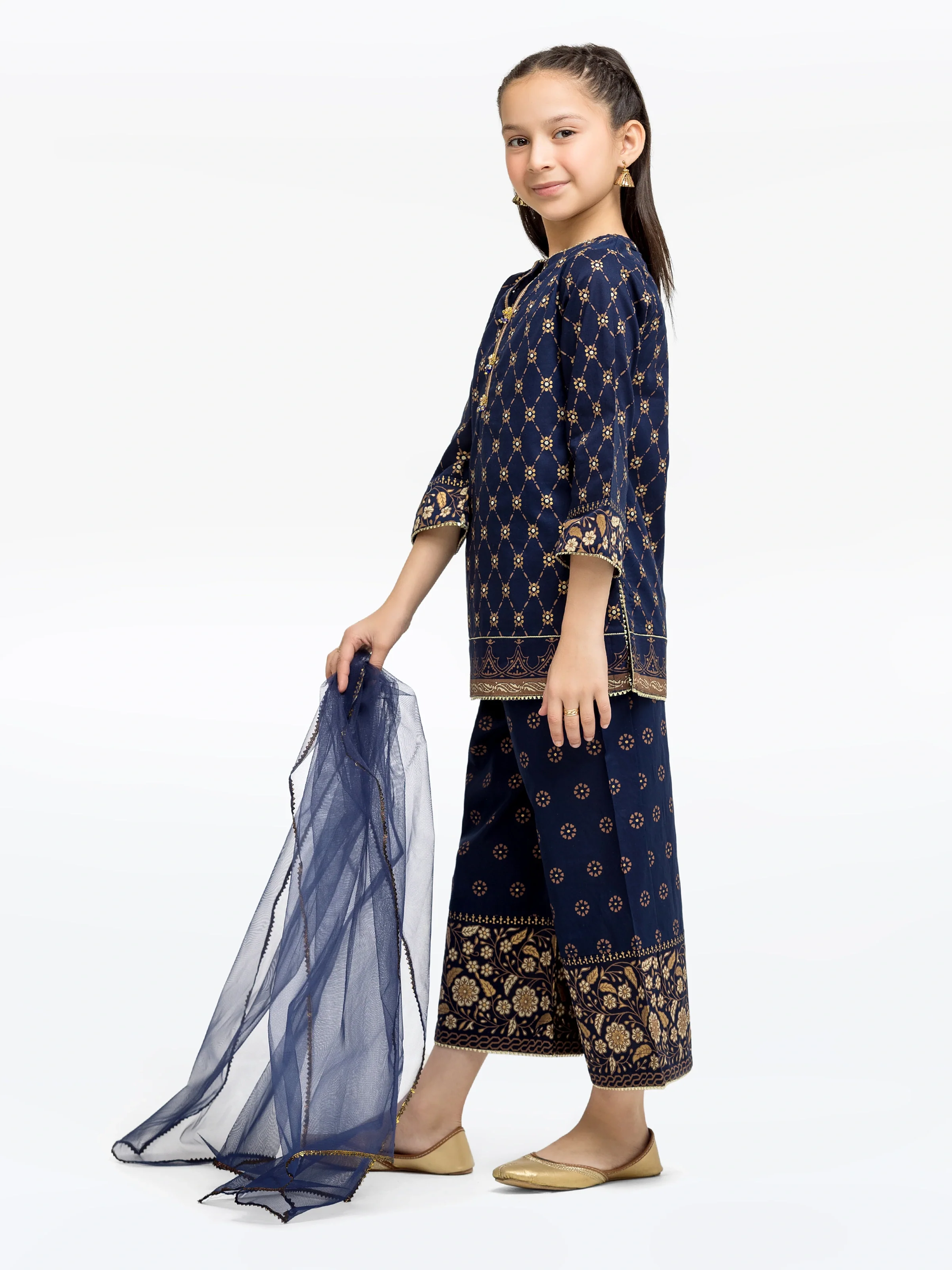 Block Print Cambric Suit - EGTKP5-70802-3P - Image 5
