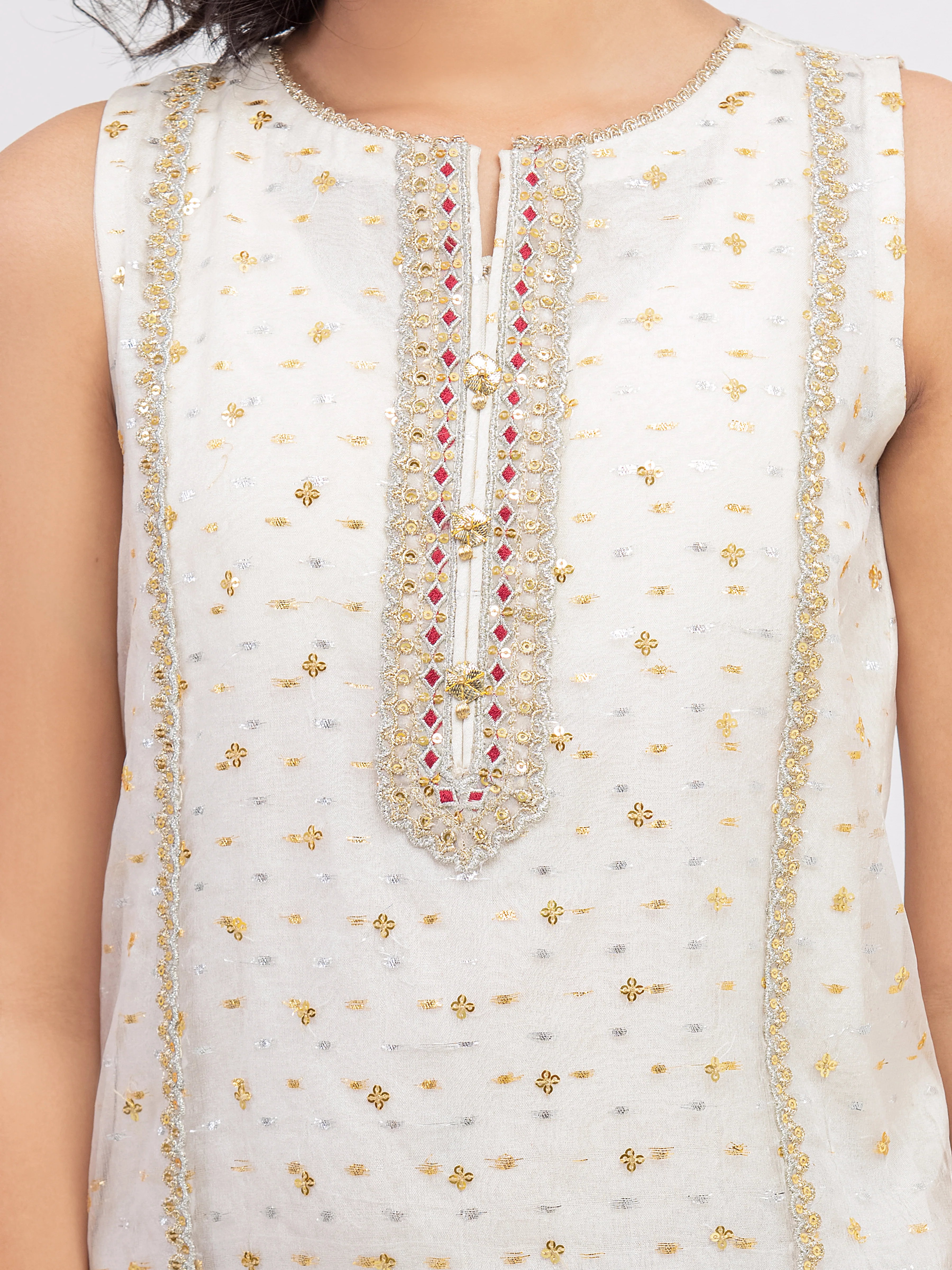 Embroidered Organza Gharara Suit - EGTPLED5-50060-3P - Image 3