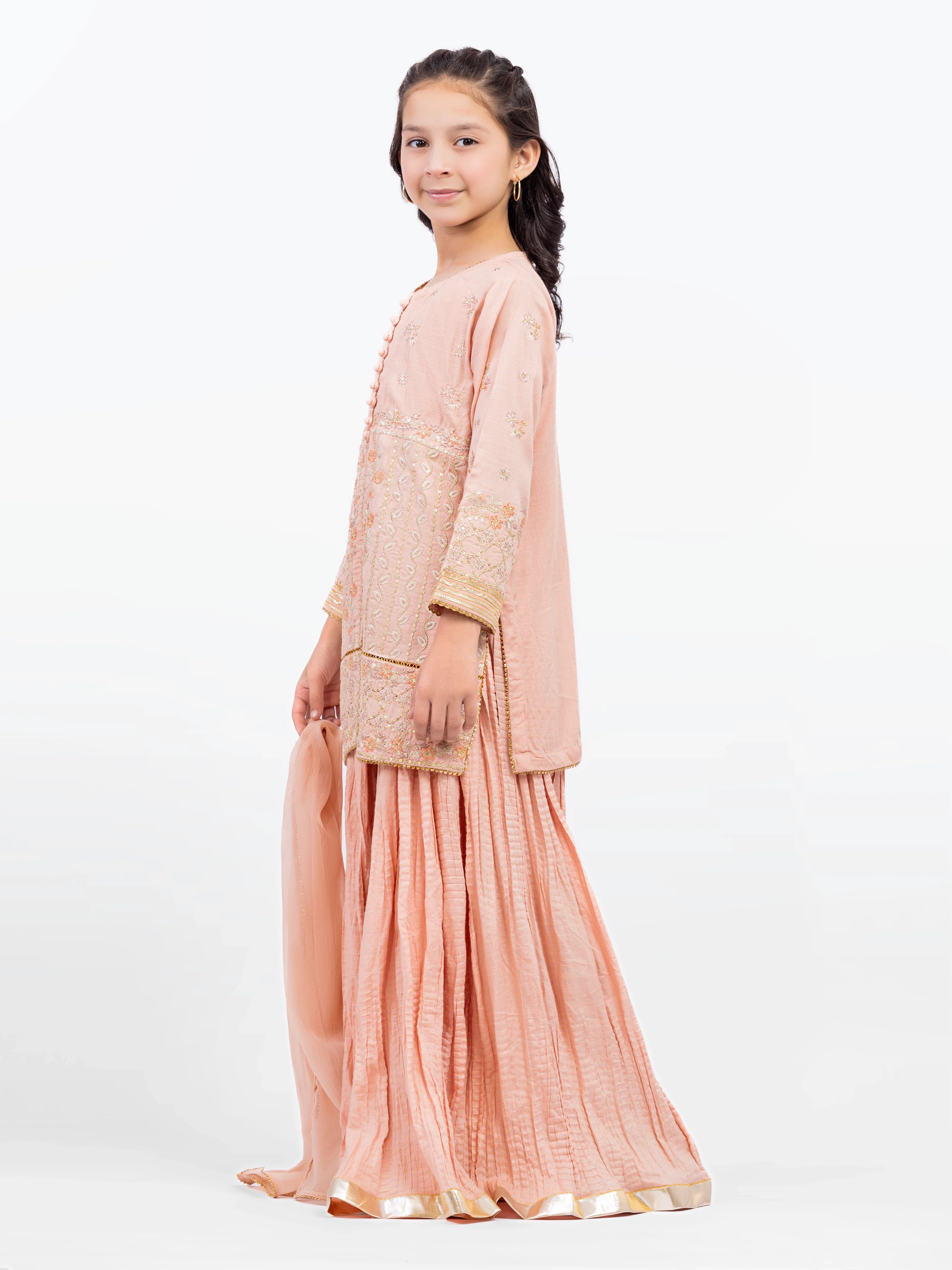 Embroidered Raw Silk Shirt Trouser - EGTPLE24-50020ST - Image 4
