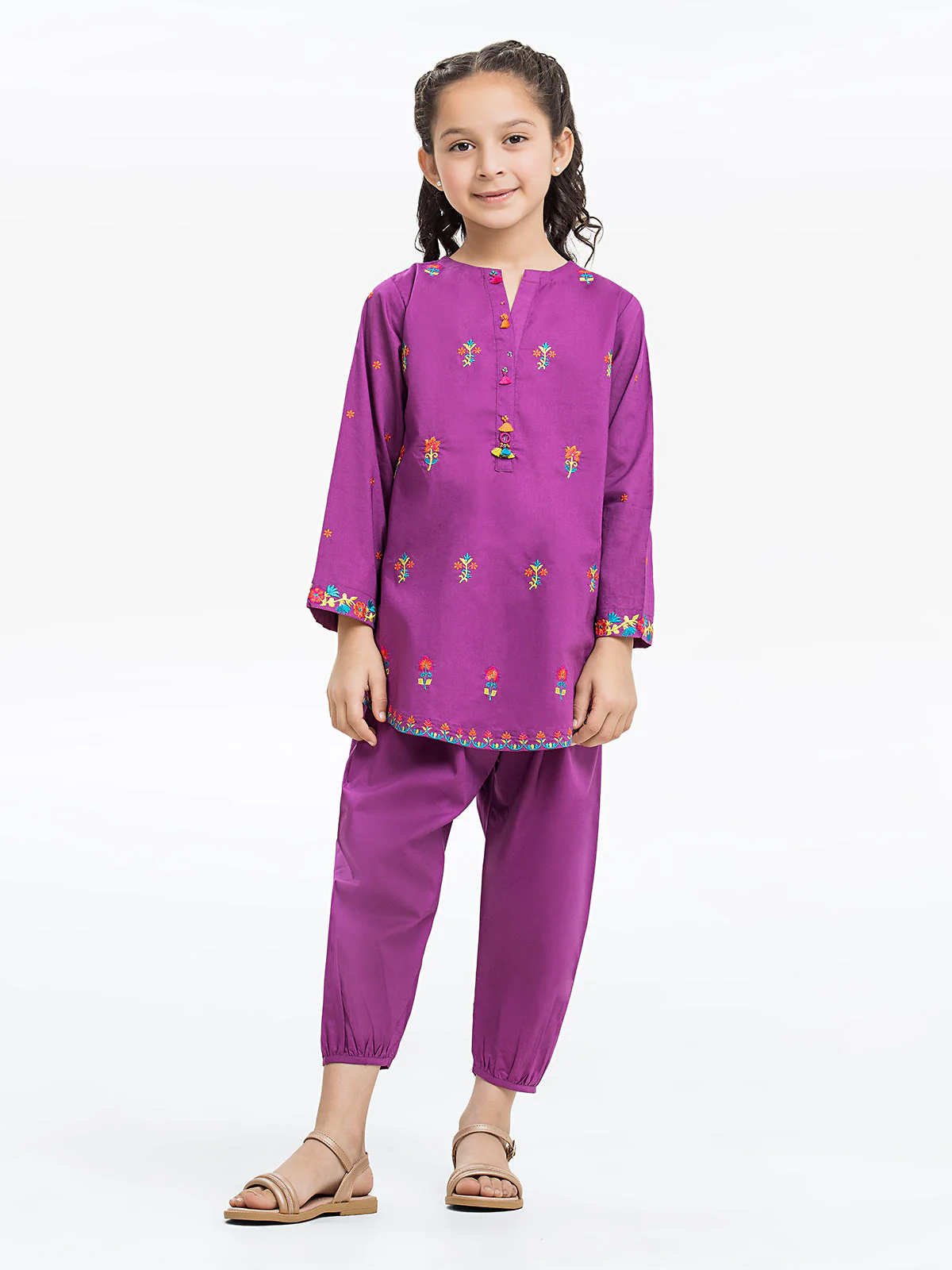Embroidered Cotton Shirt Trouser - EGTKE23-70586ST
