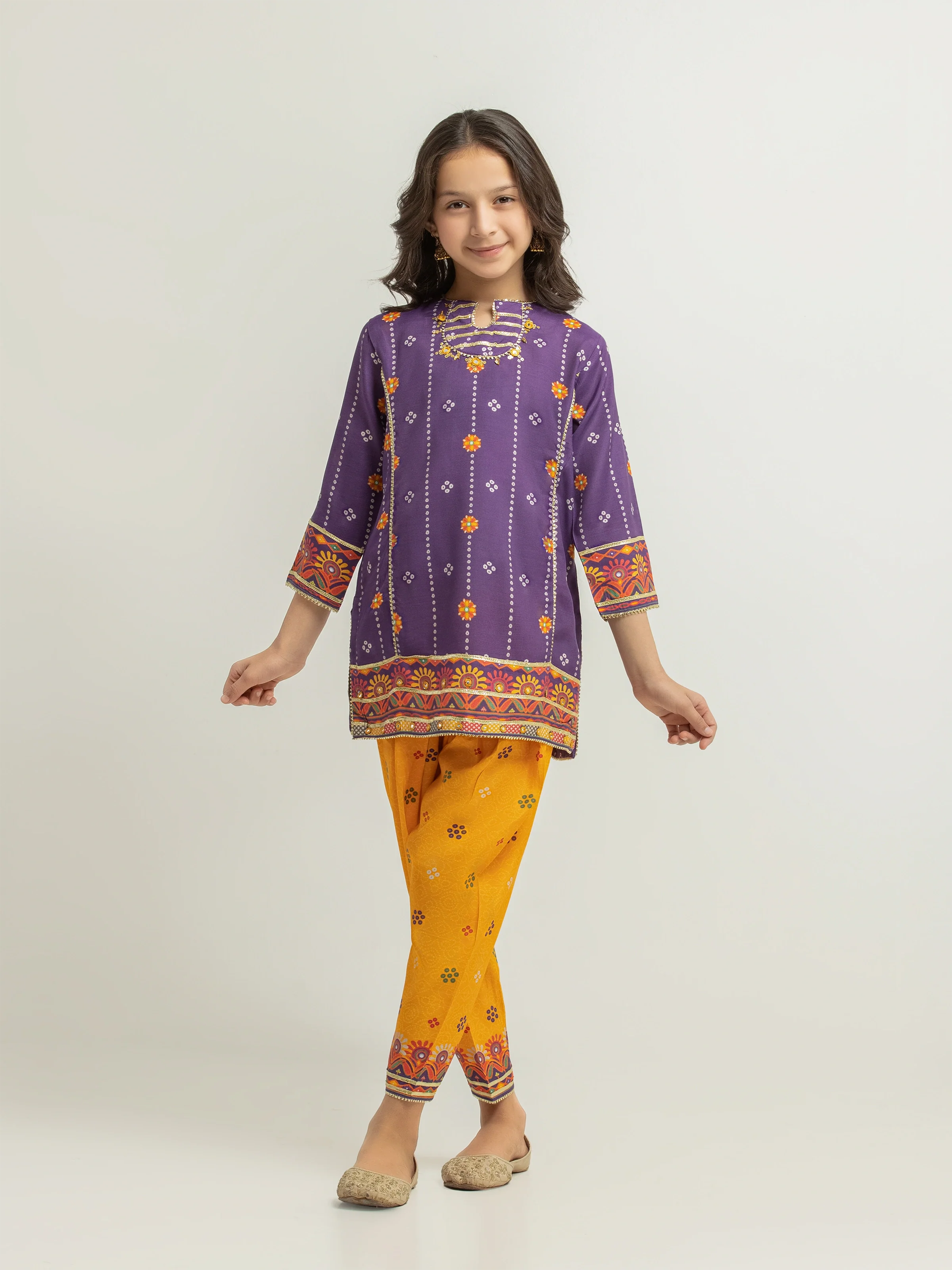 Printed Raw Silk Co-Ord Set - EGTKP6-74006ST
