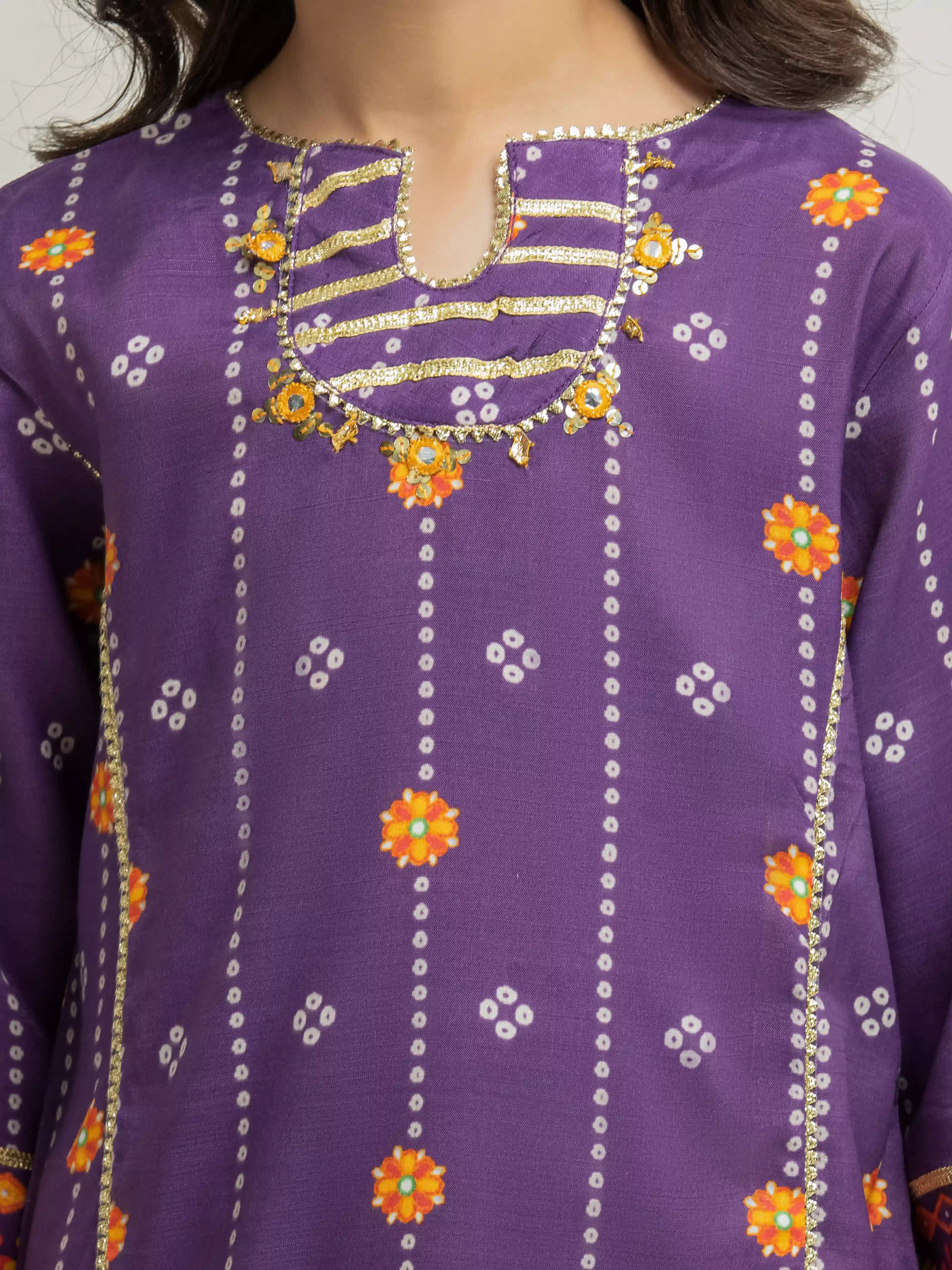 Printed Raw Silk Co-Ord Set - EGTKP6-74006ST - Image 3