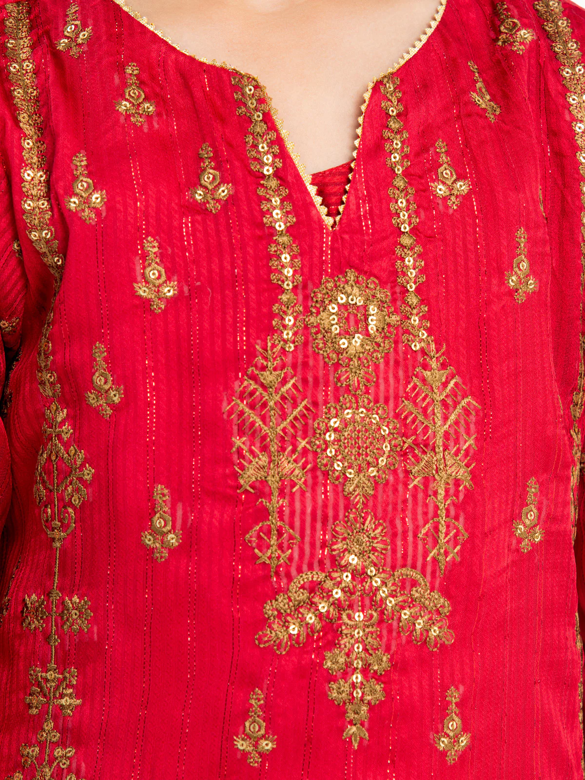 Embroidered Chiffon Gharara Suit - EGTPLE23-50002ST - Image 3