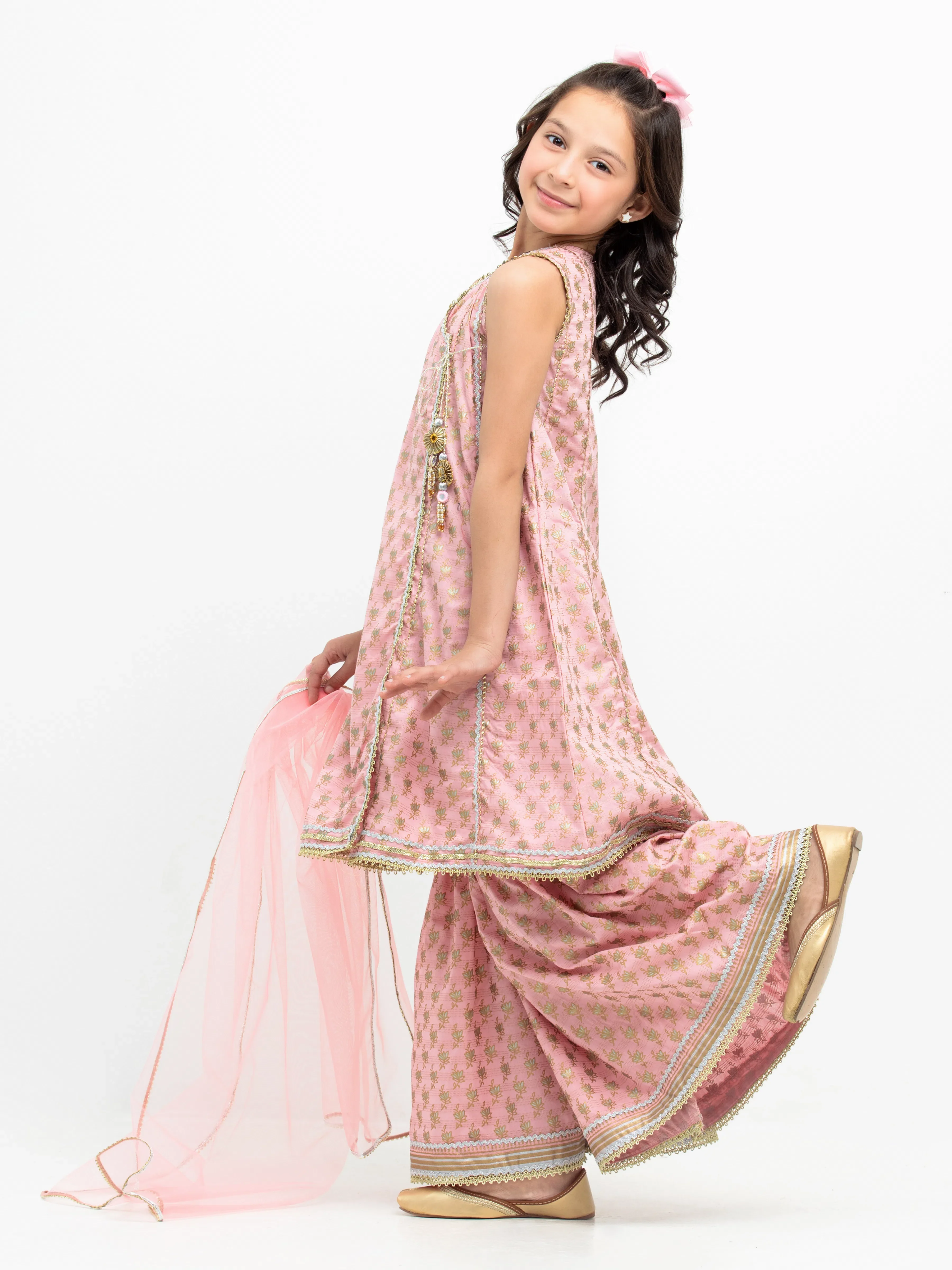 Block Print Mesuri Gharara Suit - EGTPL5-50032-3P - Image 4