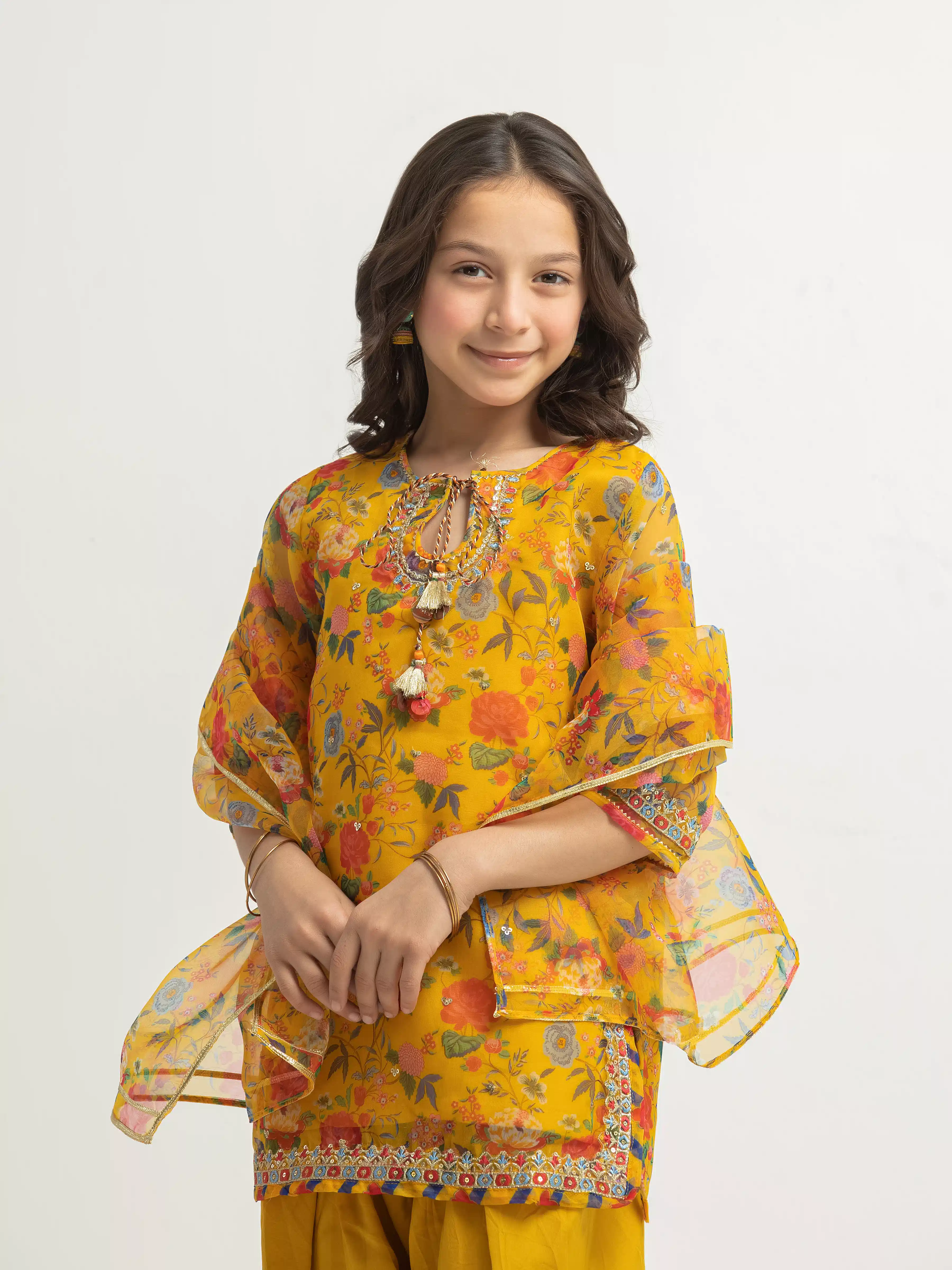 Embroidered Organza Suit - EGTKEP5-73078-3P - Image 2