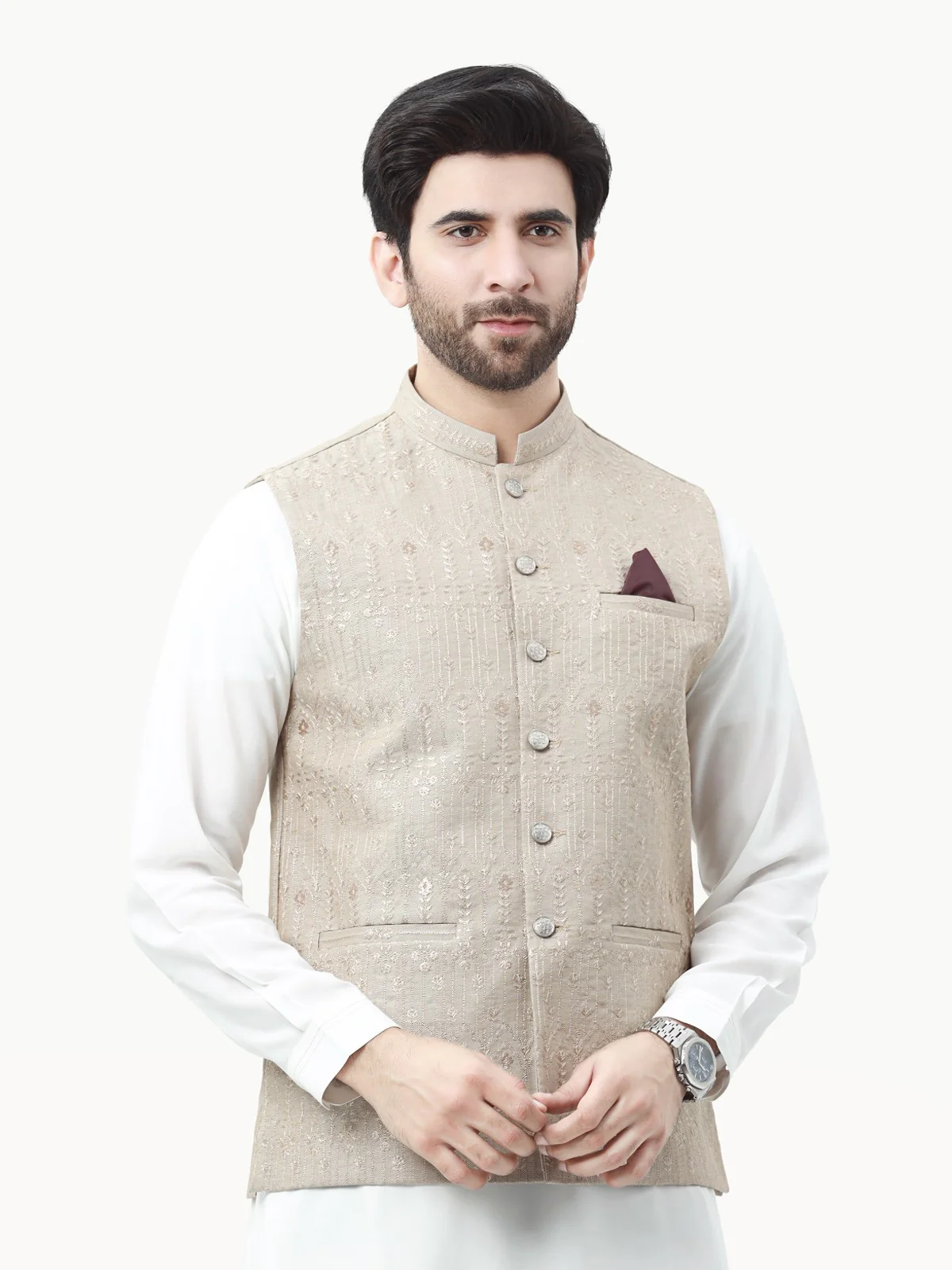 Embroidered Cotton Waistcoat - EMTWCC22-133 - Image 2