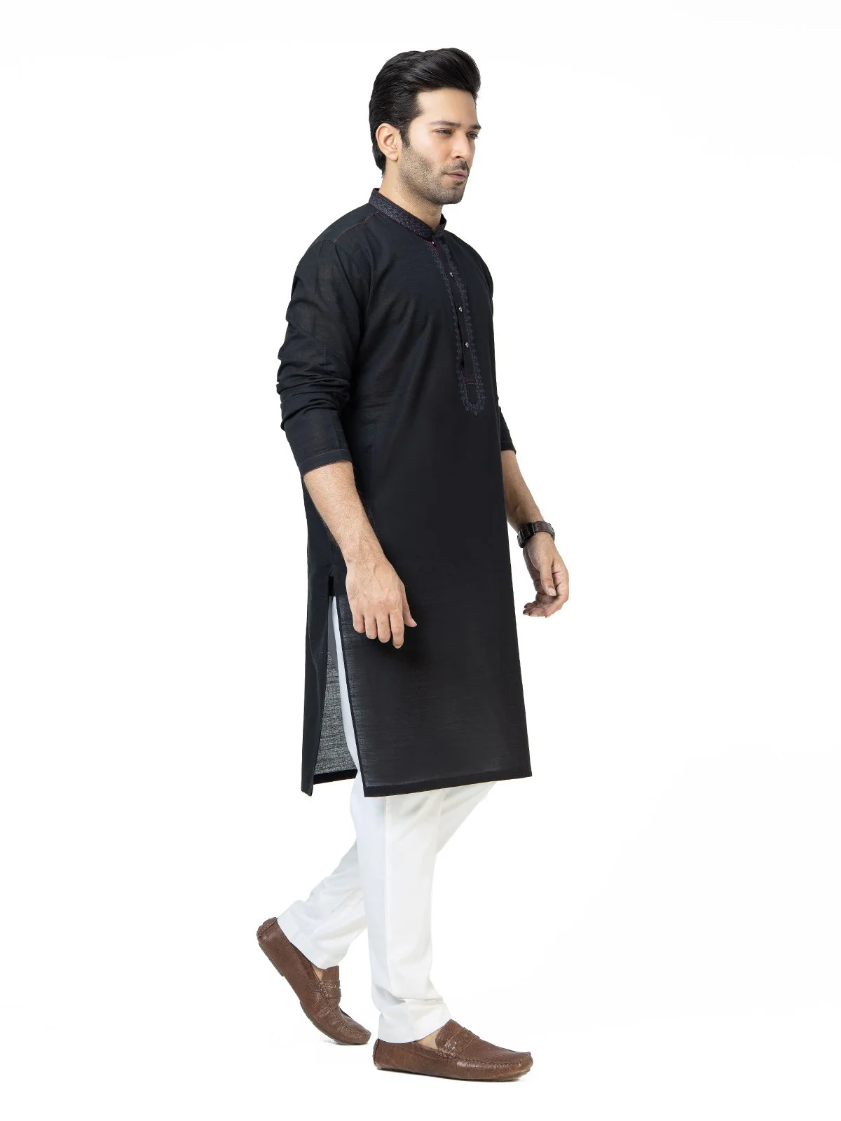 Embroidered Cotton Kurta - EMTK22S-99209 - Image 3