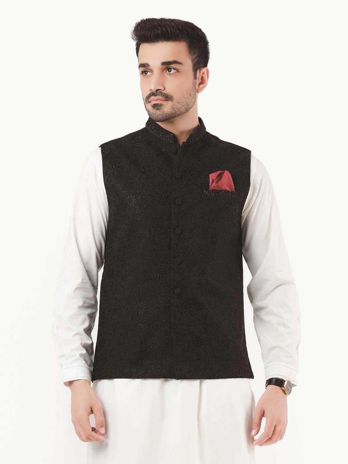 Embroidered Cotton Waistcoat - EMTWCC21-089