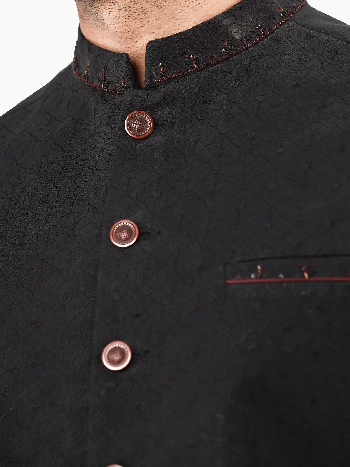 Embroidered Cotton Waistcoat - EMTWCC22-091 - Image 3