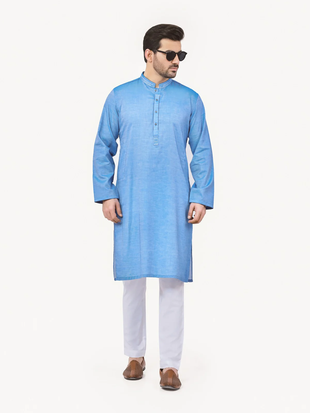 Embroidered Cotton Kurta - EMTK22S-99136 - Image 4