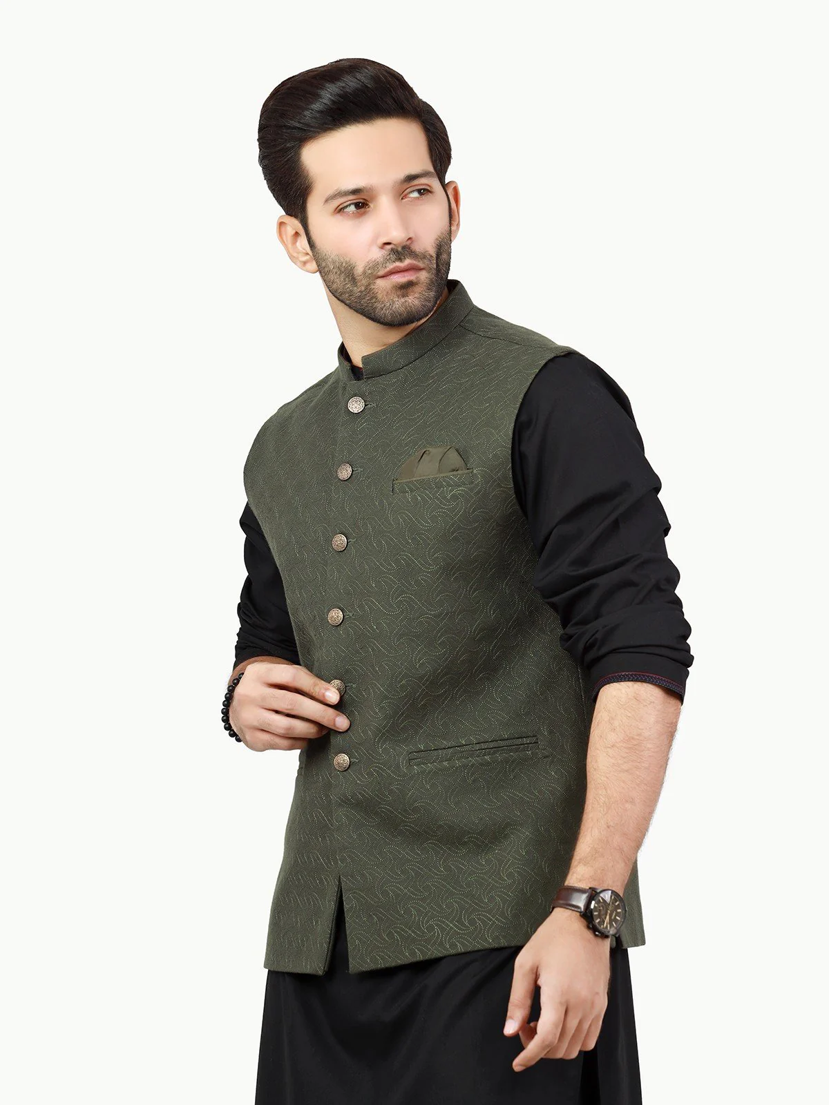 Embroidered Cotton Waistcoat - EMTWCC22-152 - Image 3