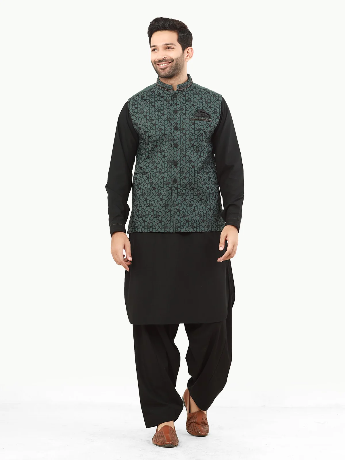 Embroidered Cotton Waistcoat - EMTWCC22-145