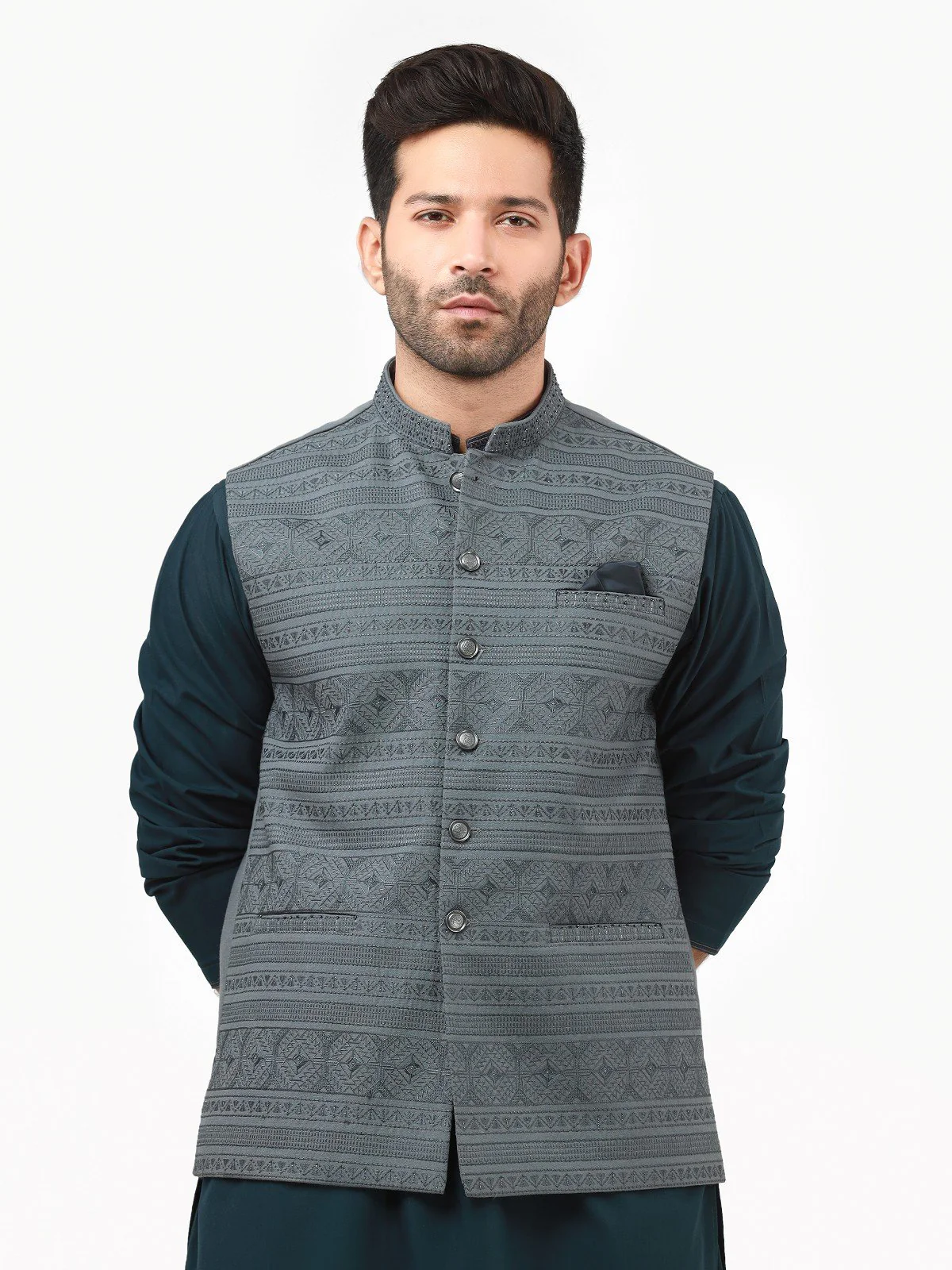 Embroidered Cotton Waistcoat - EMTWCC22-125 - Image 2