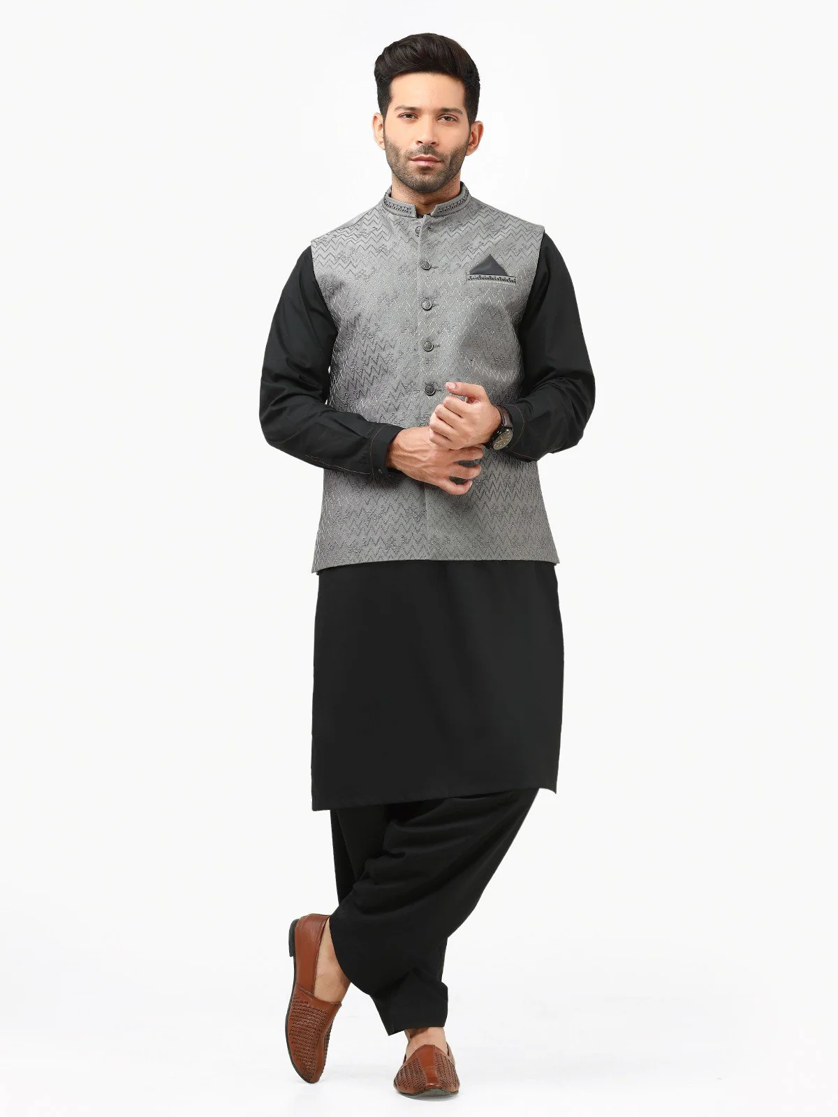 Embroidered Cotton Waistcoat - EMTWCC22-127