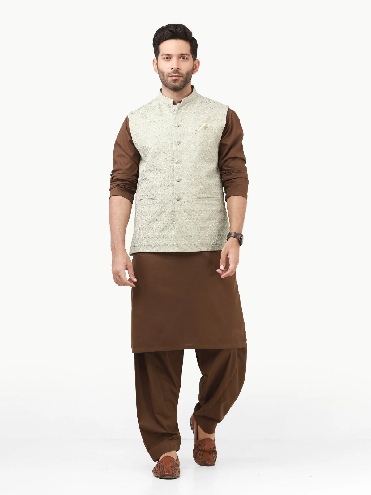 Embroidered Cotton Waistcoat - EMTWCC22-129