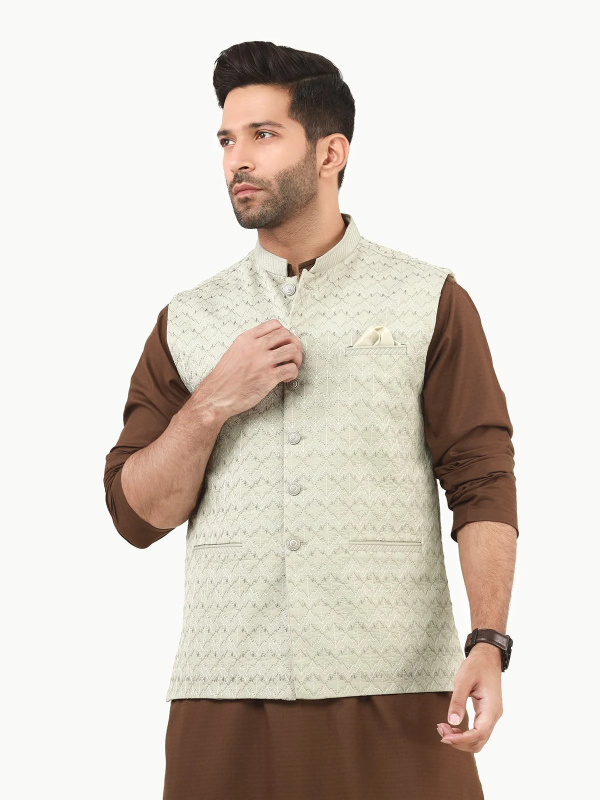 Embroidered Cotton Waistcoat - EMTWCC22-129 - Image 2
