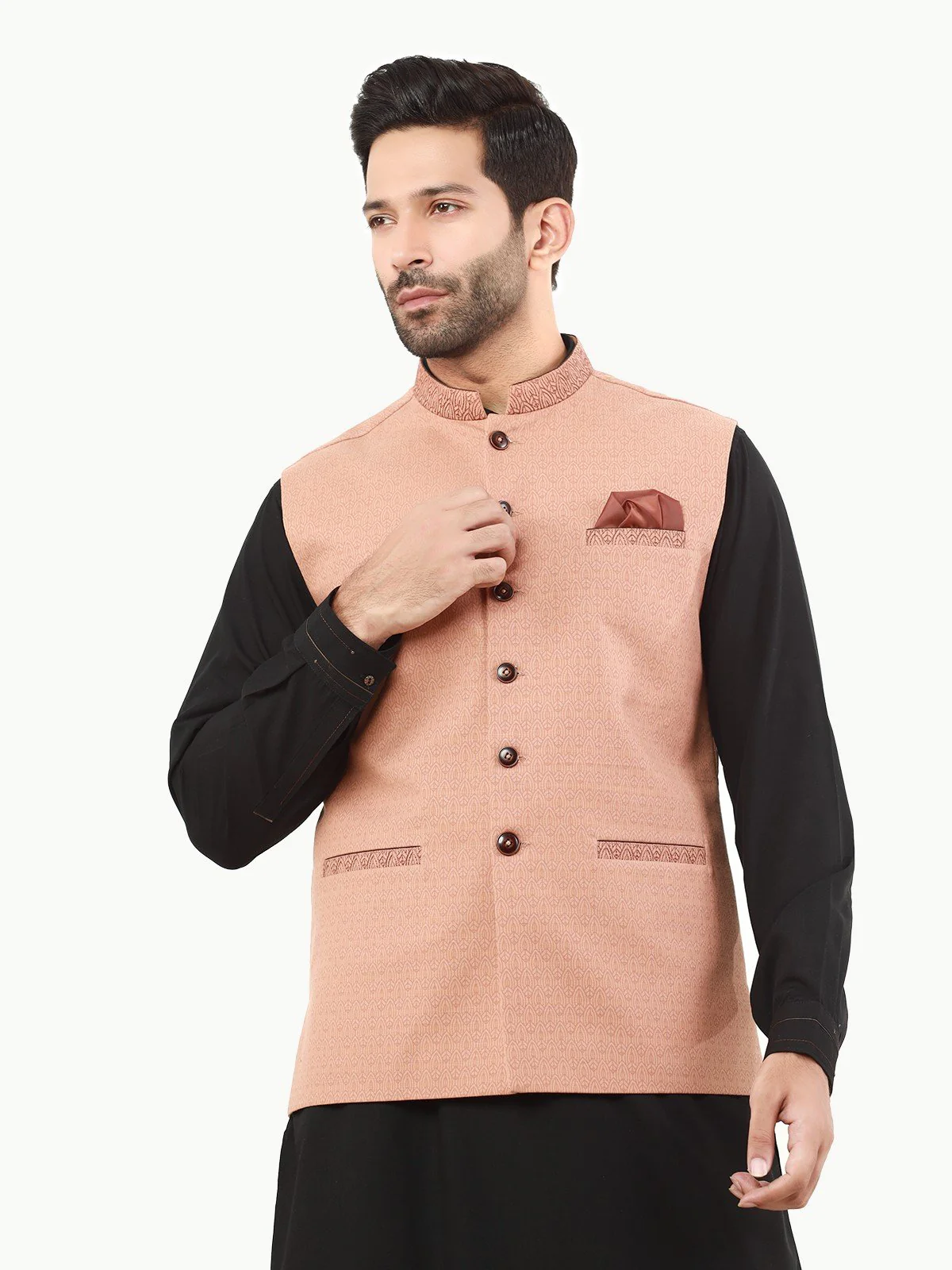 Embroidered Cotton Waistcoat - EMTWC22-35807 - Image 2