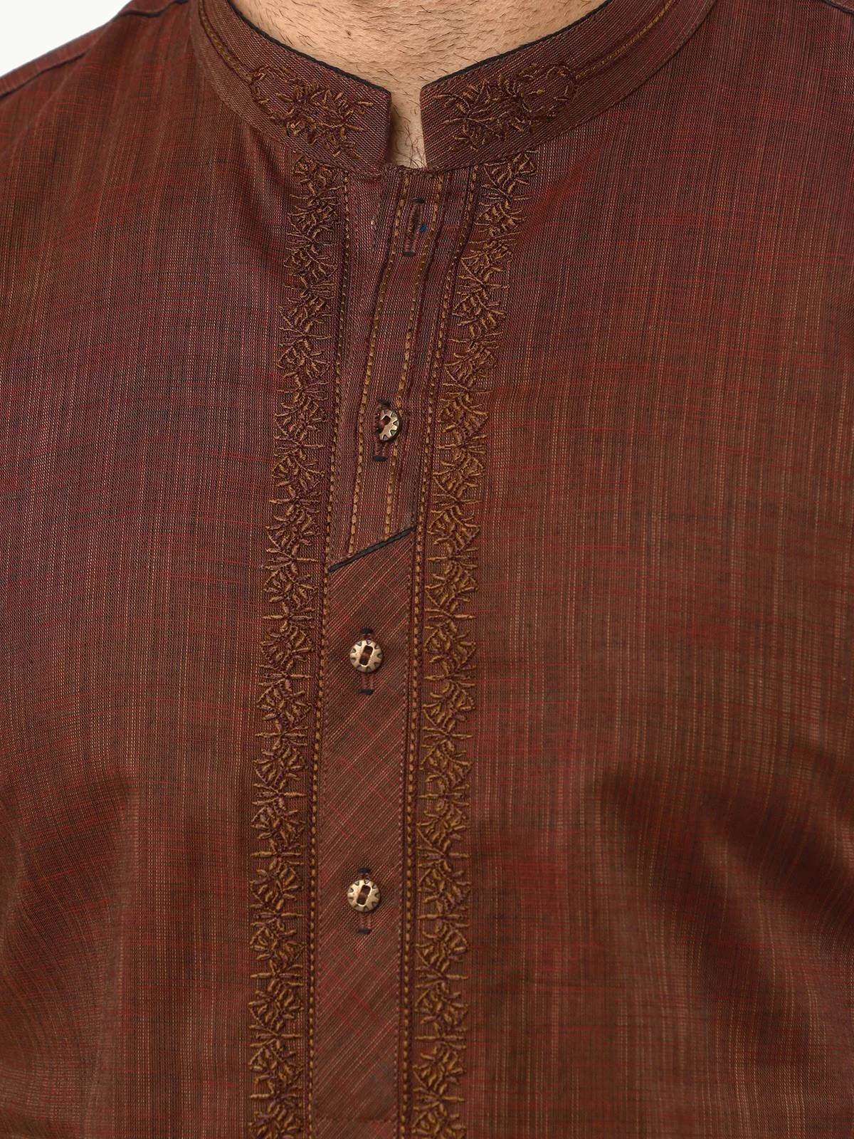 Embroidered Cotton Kurta - EMTK22S-99239 - Image 4