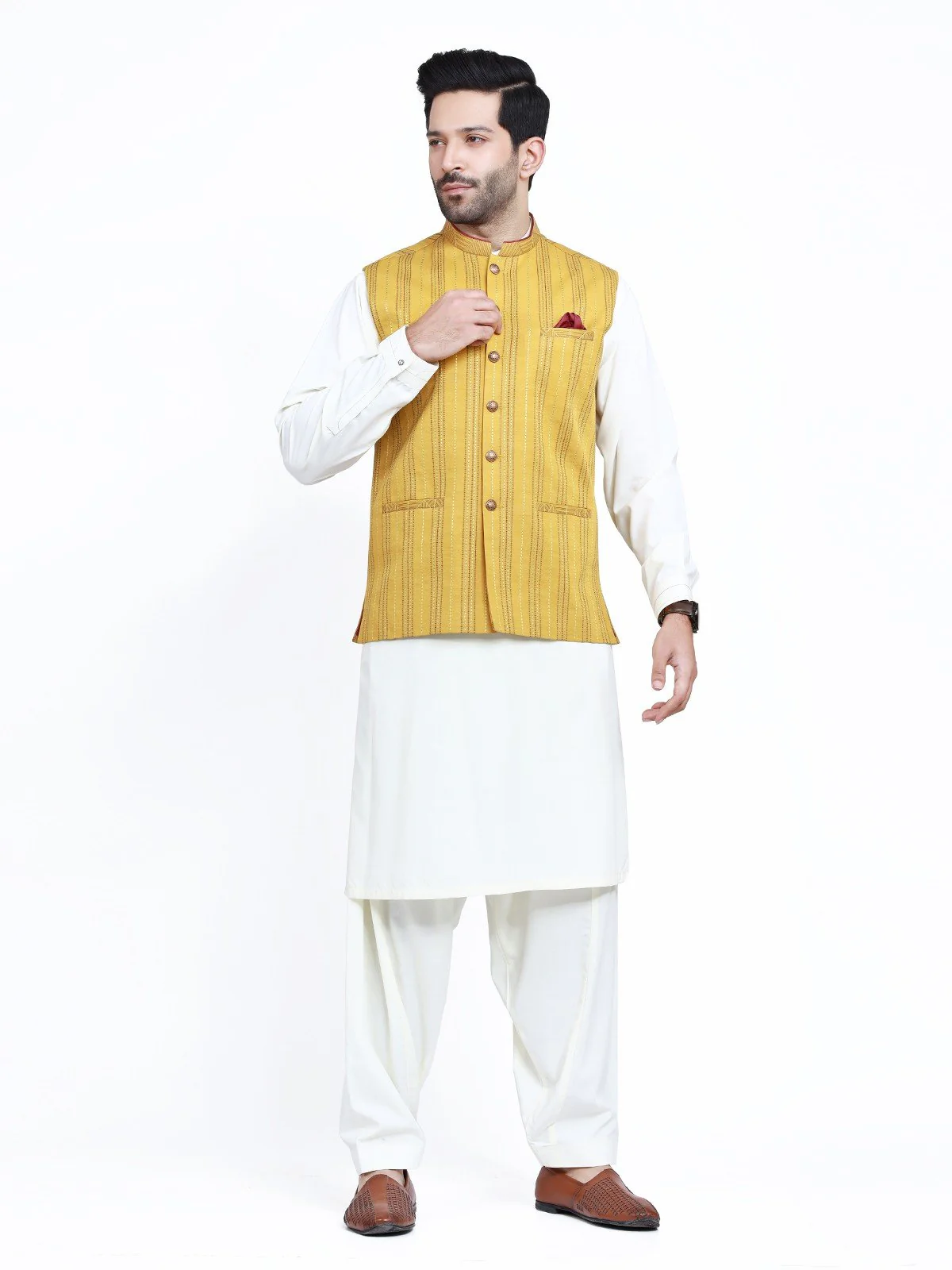 Embroidered Khaddar Waistcoat - EMTWCC22-114