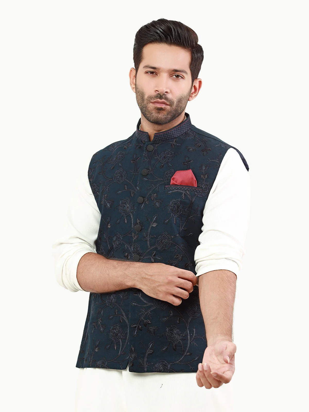 Embroidered Cotton Waistcoat - EMTWCC22-110 - Image 2