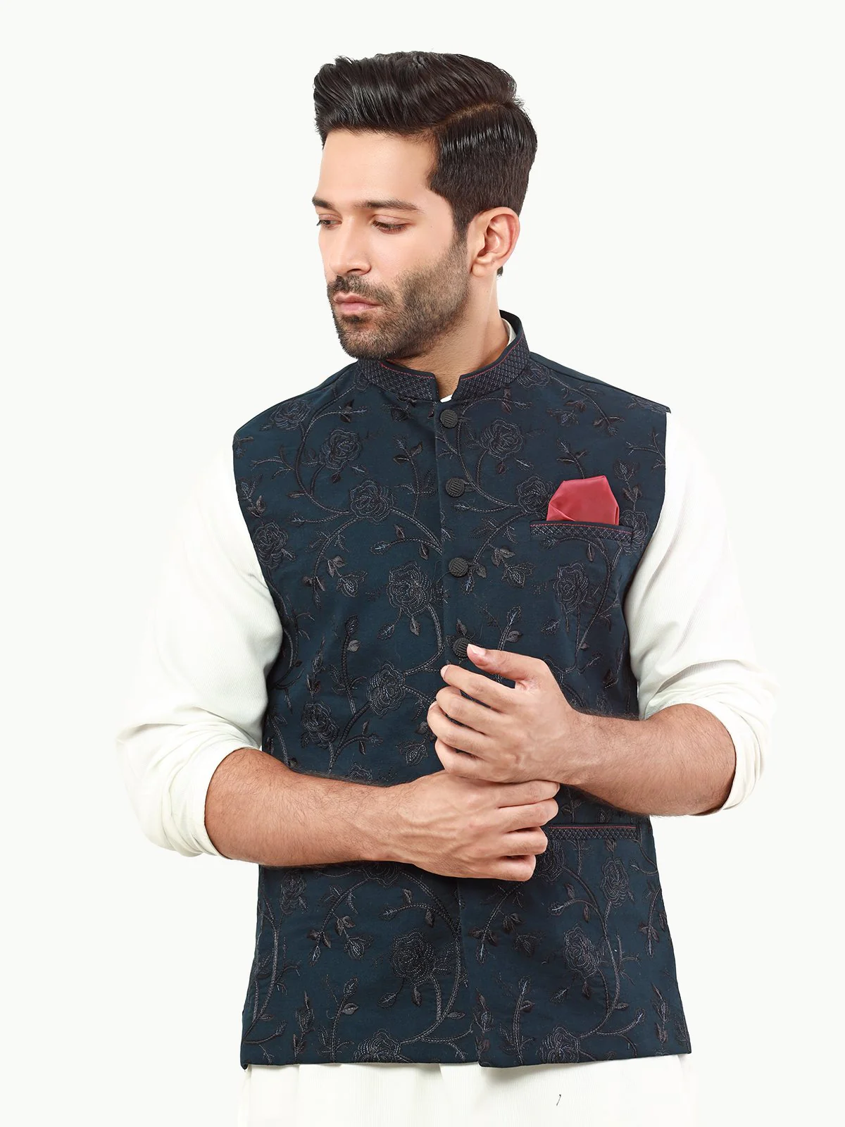 Embroidered Cotton Waistcoat - EMTWCC22-110 - Image 4