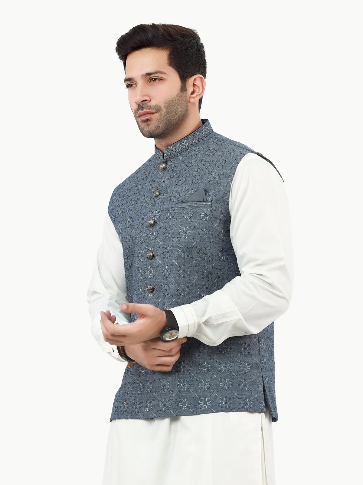 Embroidered Cotton Waistcoat - EMTWCC22-136 - Image 2