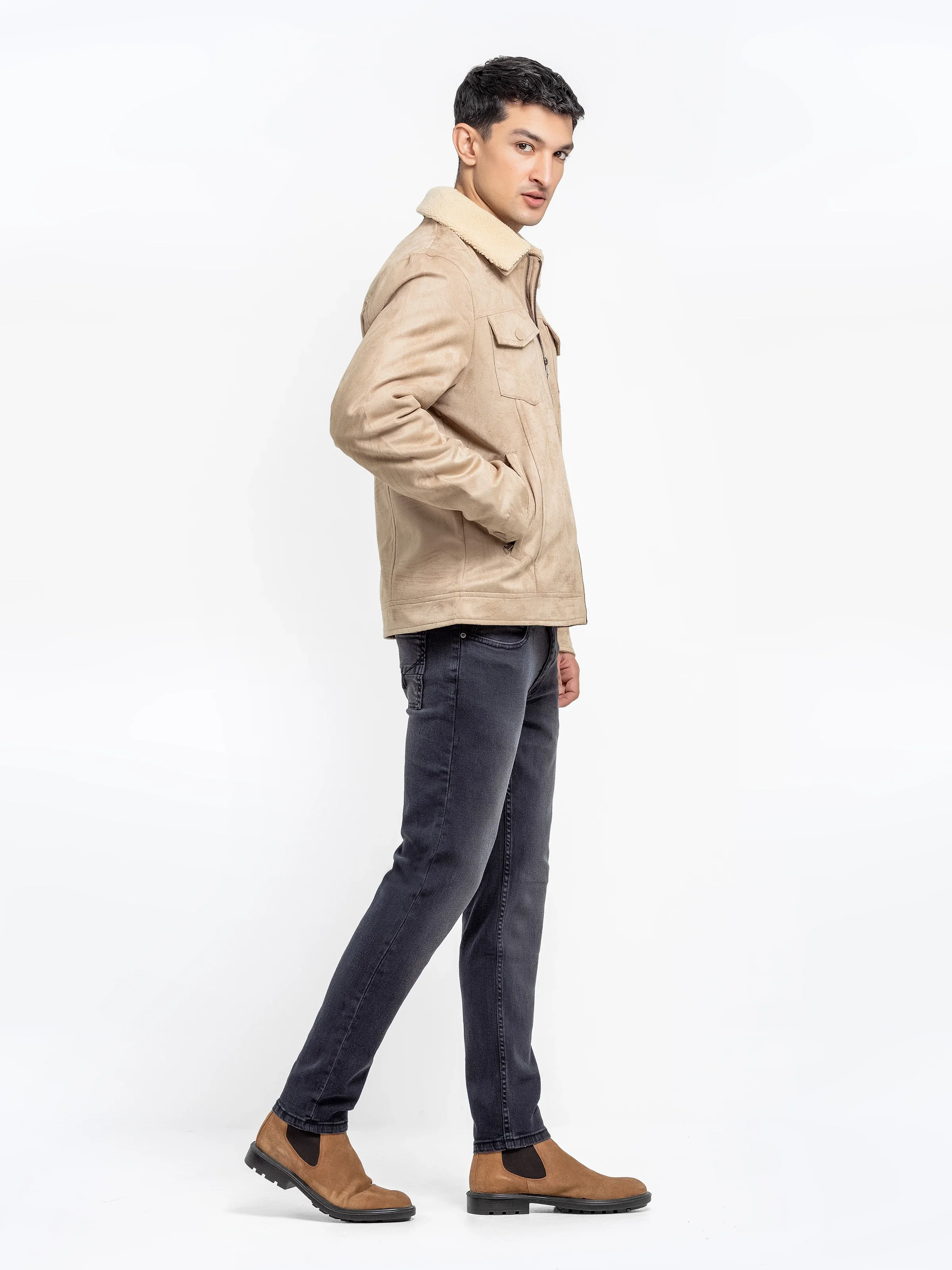 Fur Collar Suede Jacket - EMTJ24-033 - Image 4