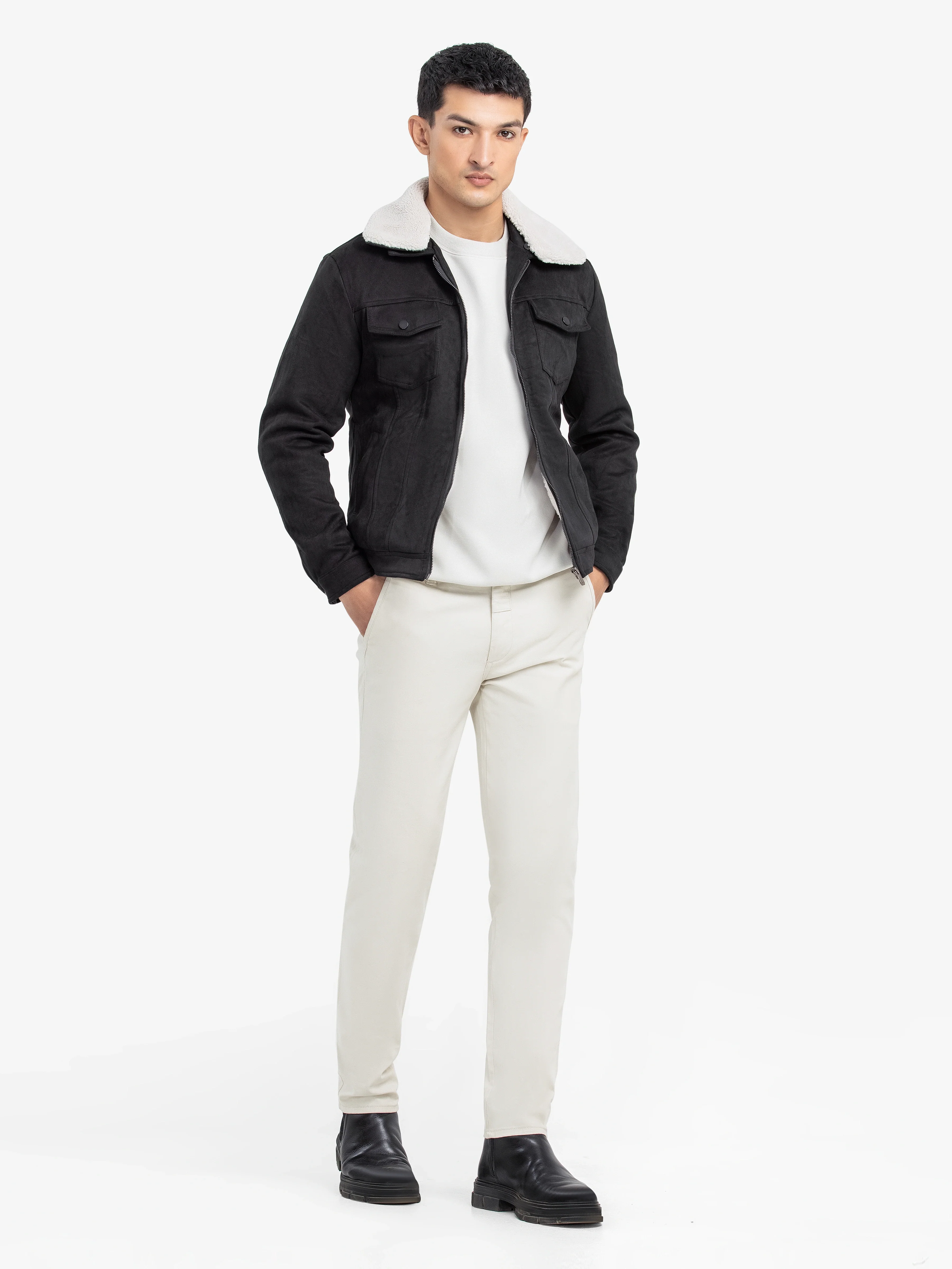 Fur Collar Suede Jacket - EMTJ24-017 - Image 2