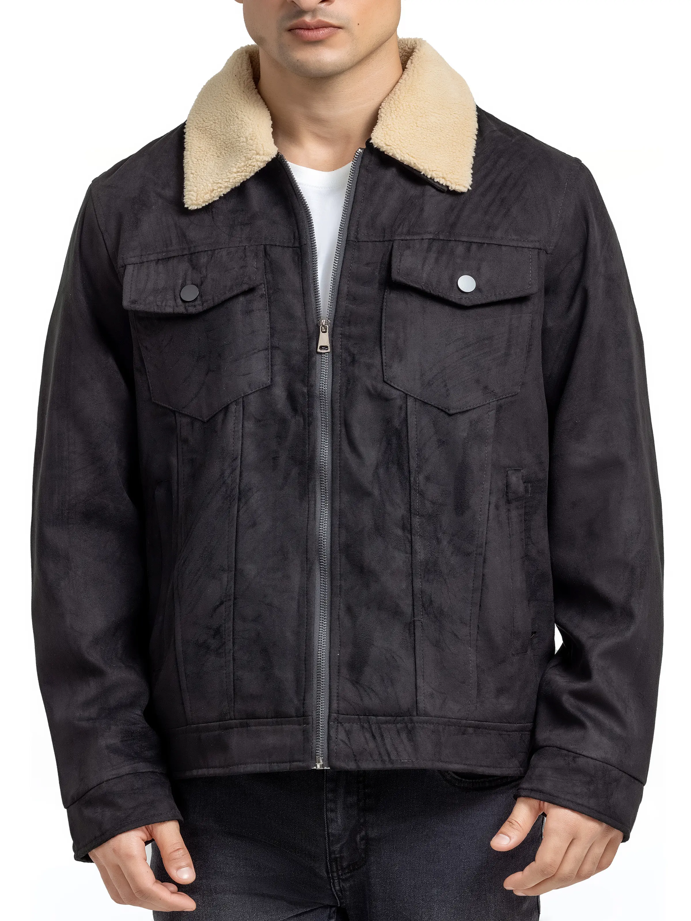 Fur Collar Suede Jacket - EMTJ24-034 - Image 4