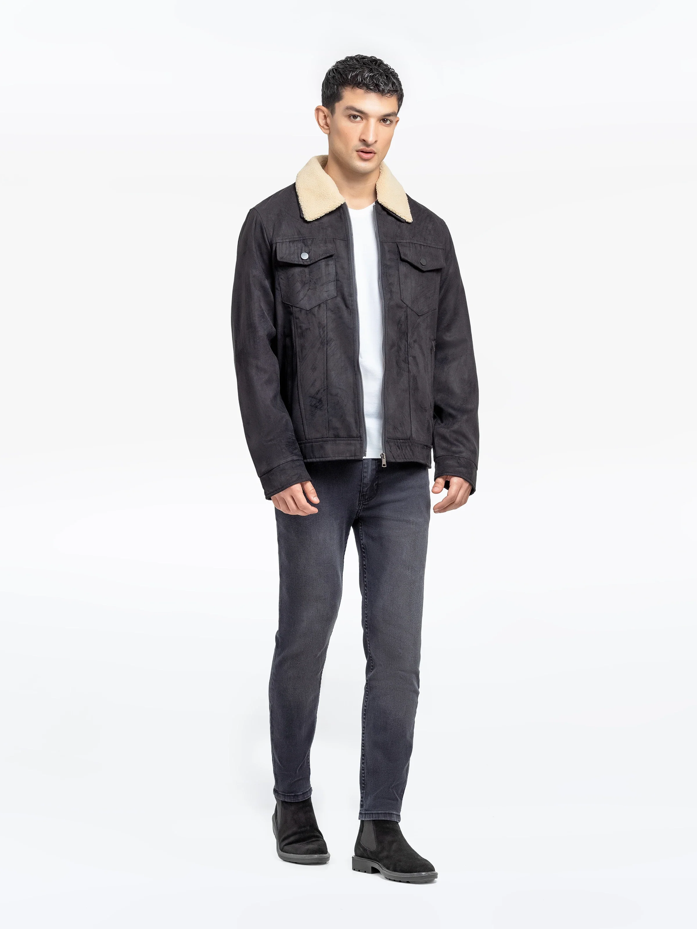 Fur Collar Suede Jacket - EMTJ24-034 - Image 5
