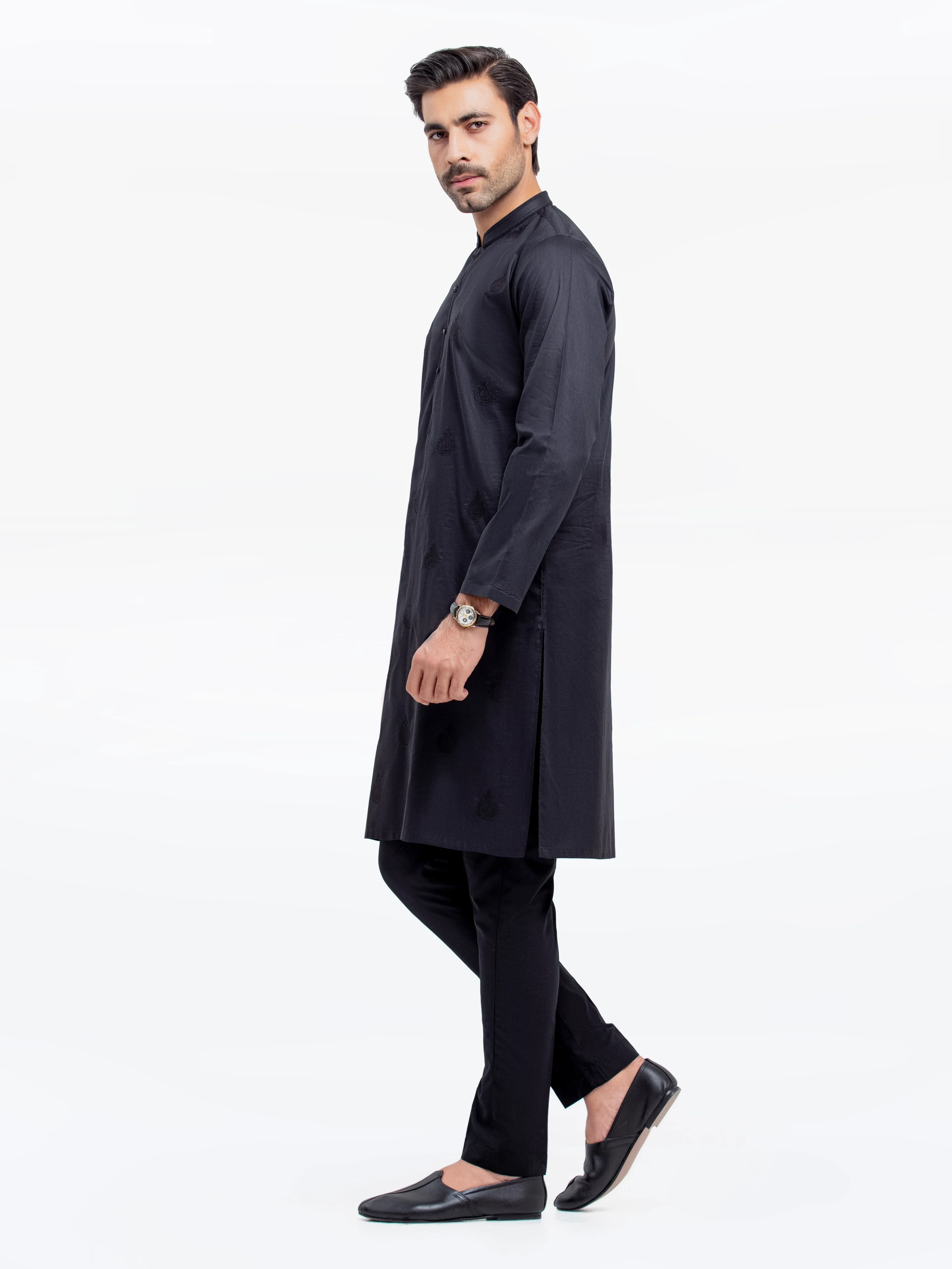 Embroidered Cotton Kurta - EMTK25S-99495 - Image 4