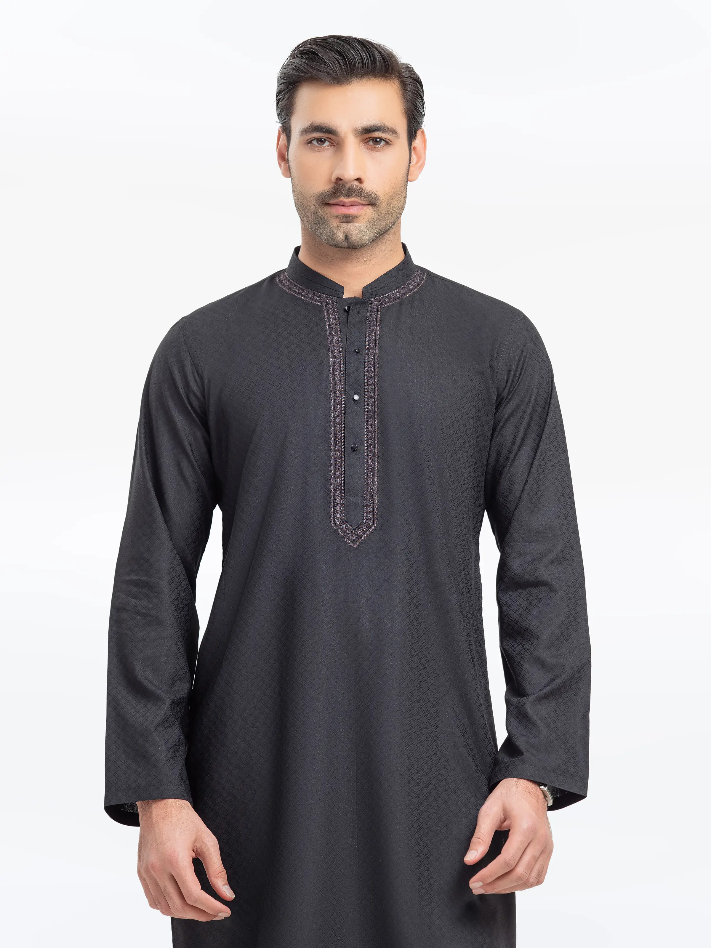 Embroidered Dobby Kurta - EMTK5-99529 - Image 3