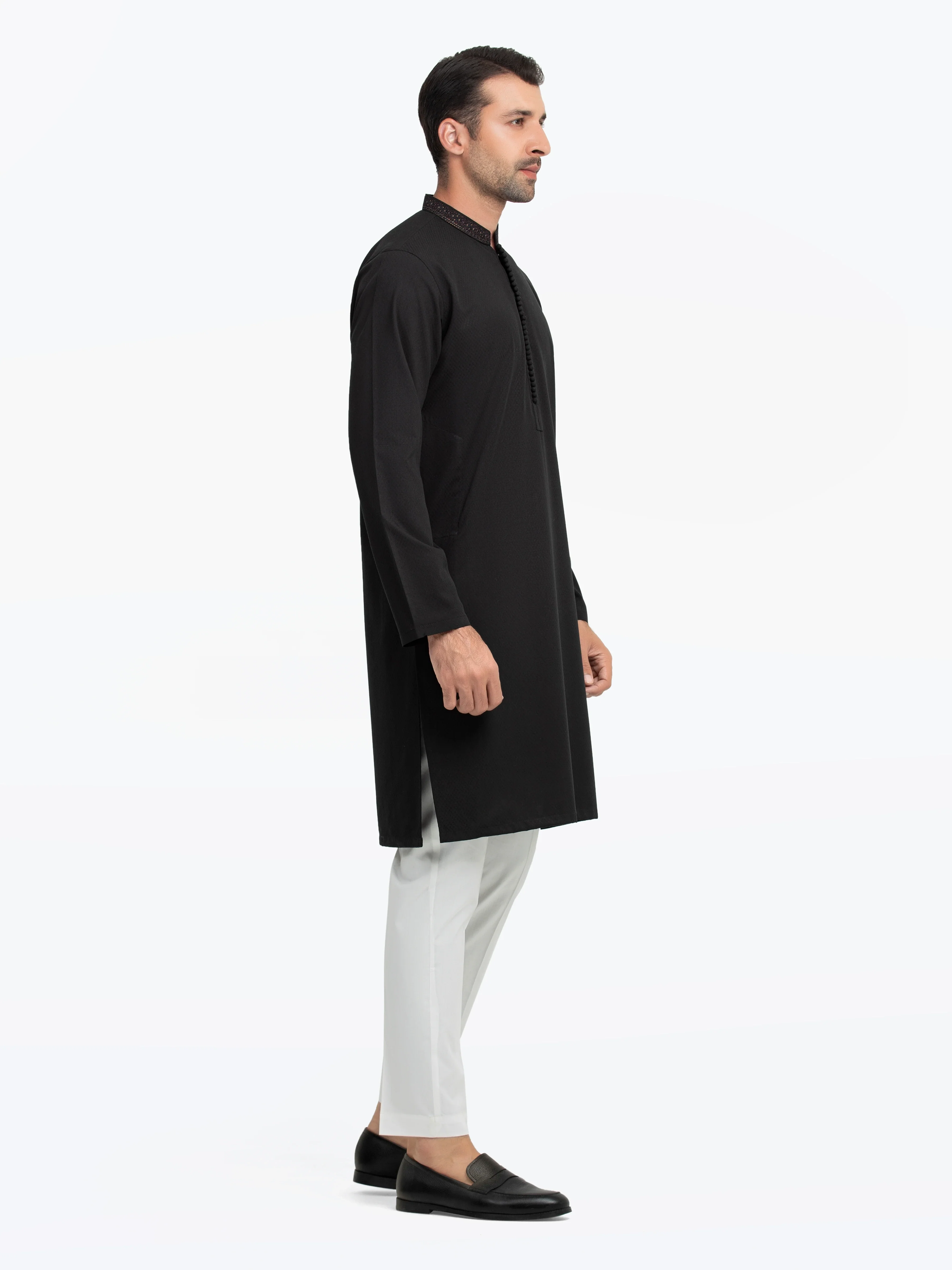 Embroidered Dobby Kurta - EMTK5-99549 - Image 4