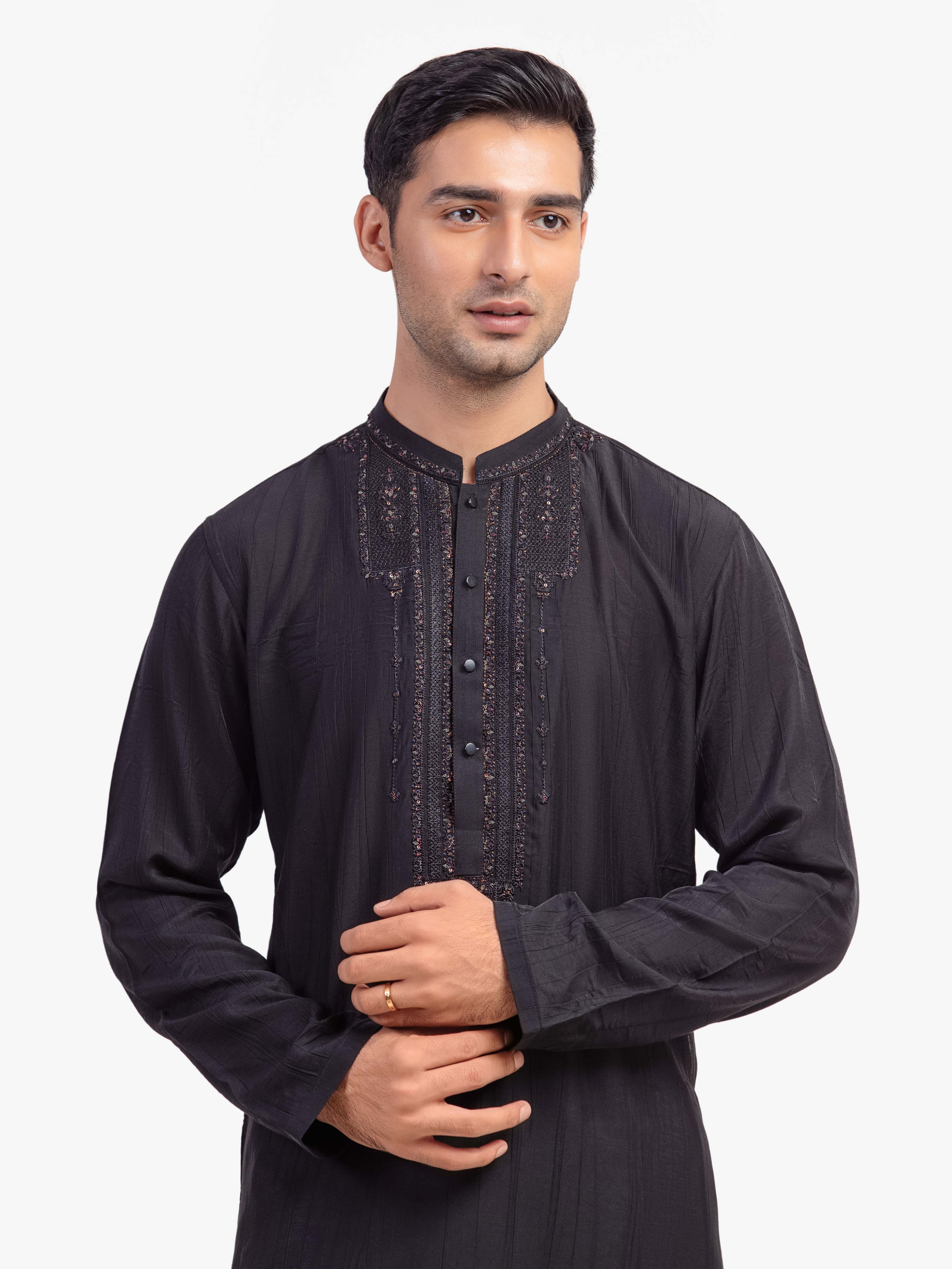 Embroidered Silk Kurta - EMTKC5-155 - Image 2