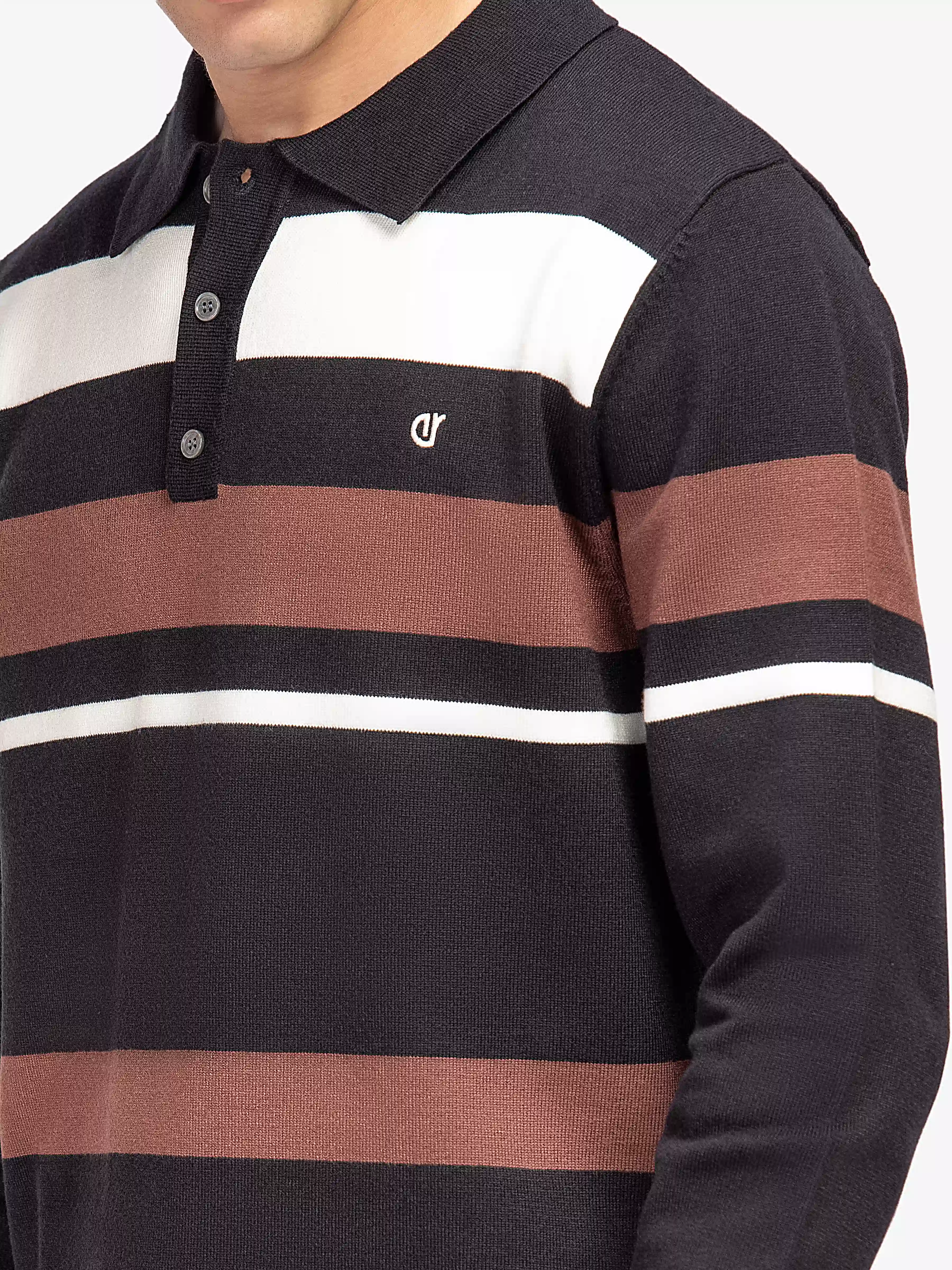 Woolen Striped Polo Sweater - EMTSWT5-025 - Image 2