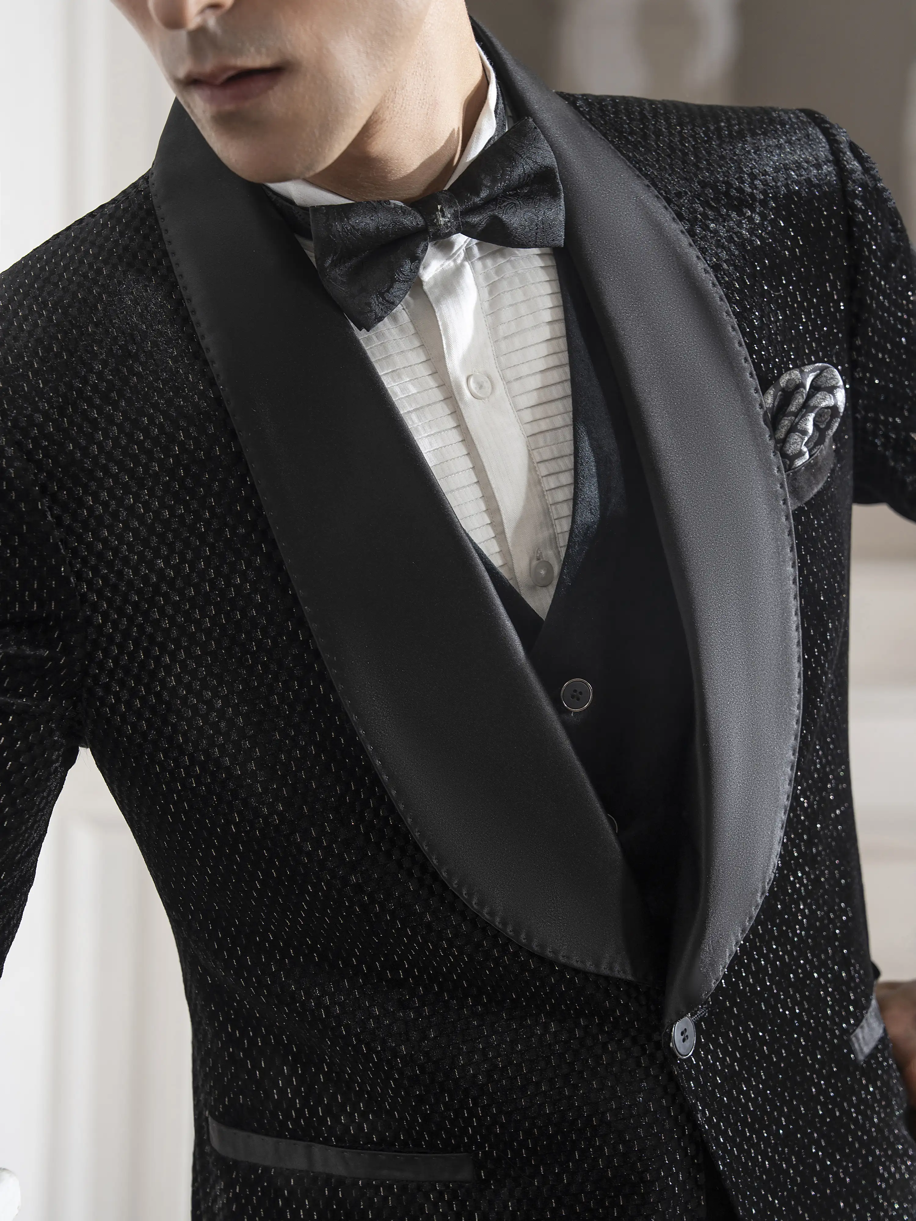 Rounded Shawl Collar Tuxedo Suit - ECMTCPT5-1015 - Image 3