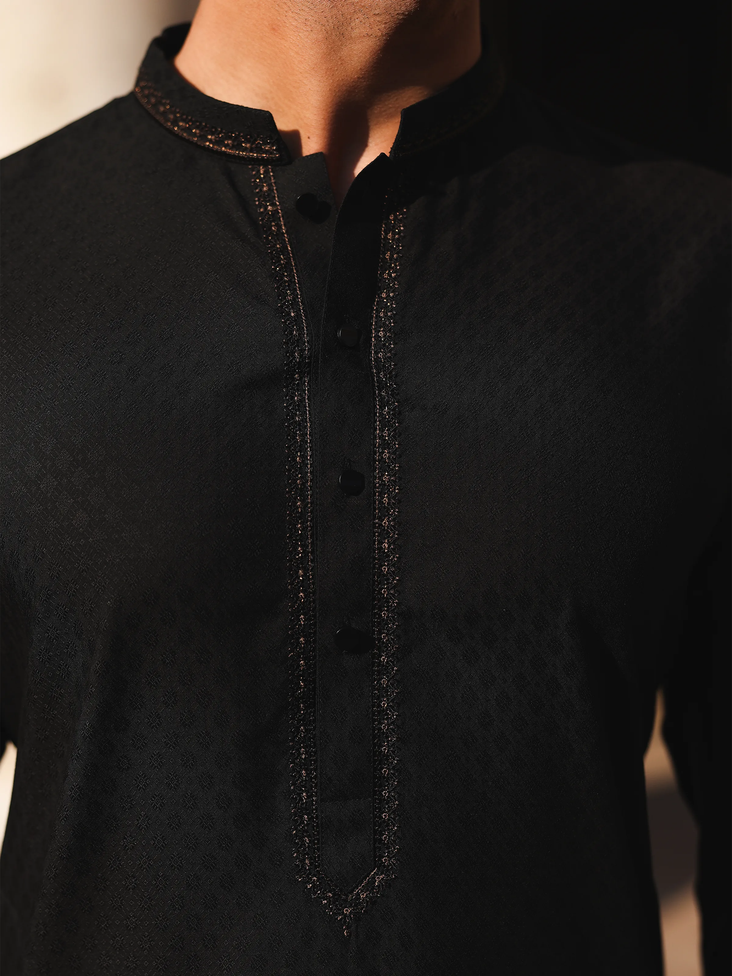 Embroidered Jacquard Waistcoat Suit - EMTWCS5-015 - Image 4