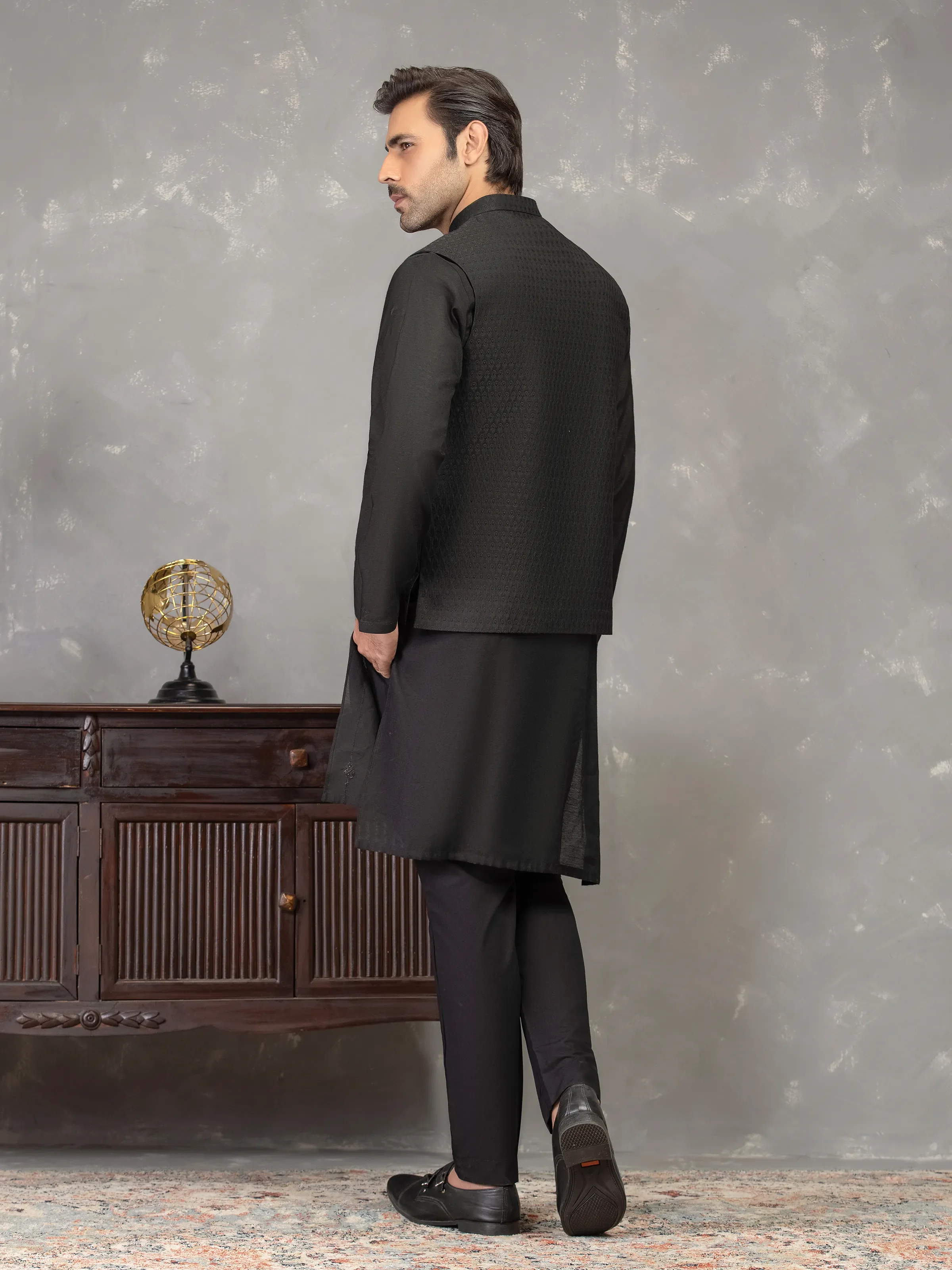 Embroidered Blended Waistcoat Suit - EMTWCSC5-018 - Image 6