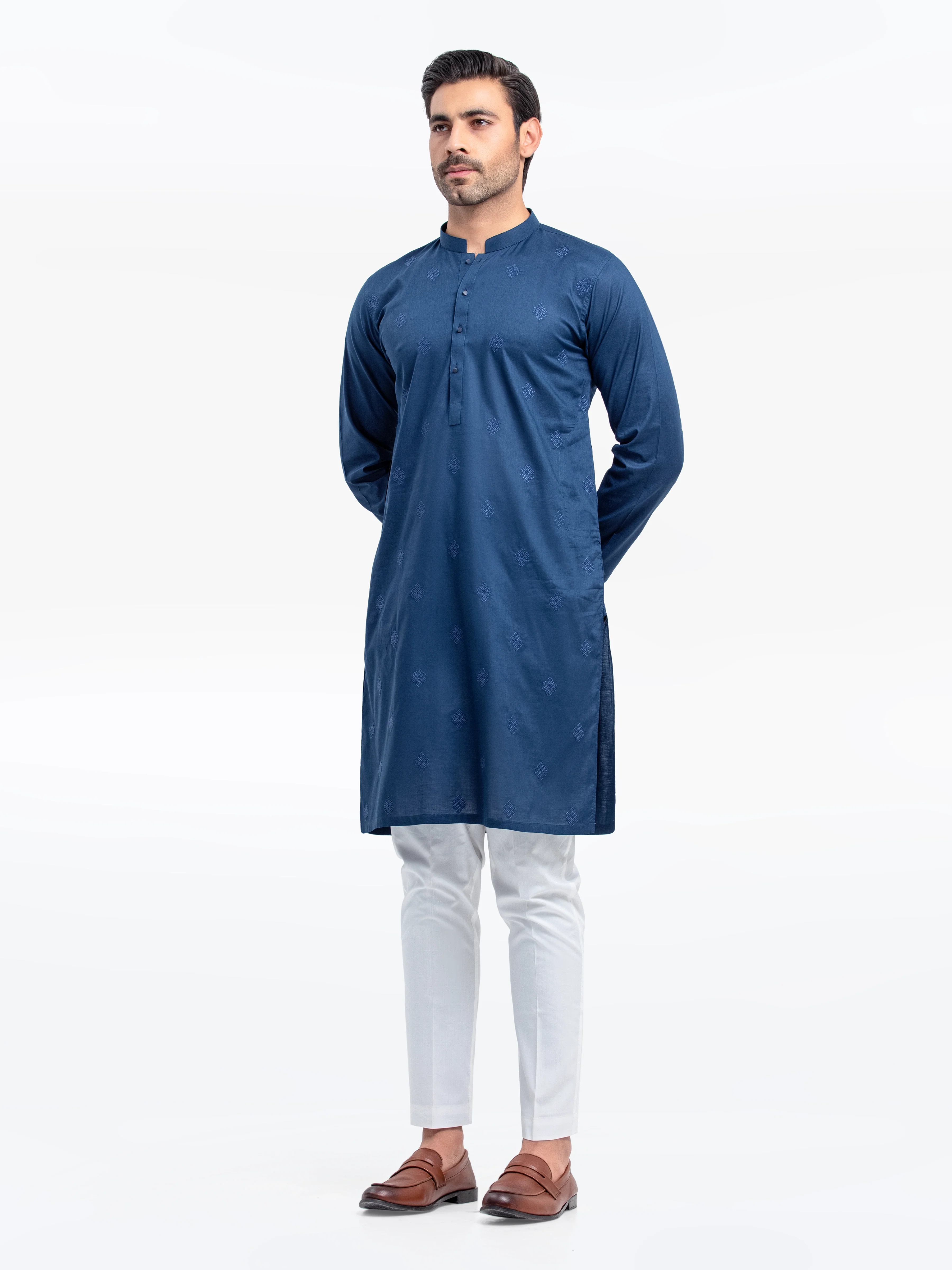 Embroidered Cotton Kurta - EMTK25S-99497 - Image 4