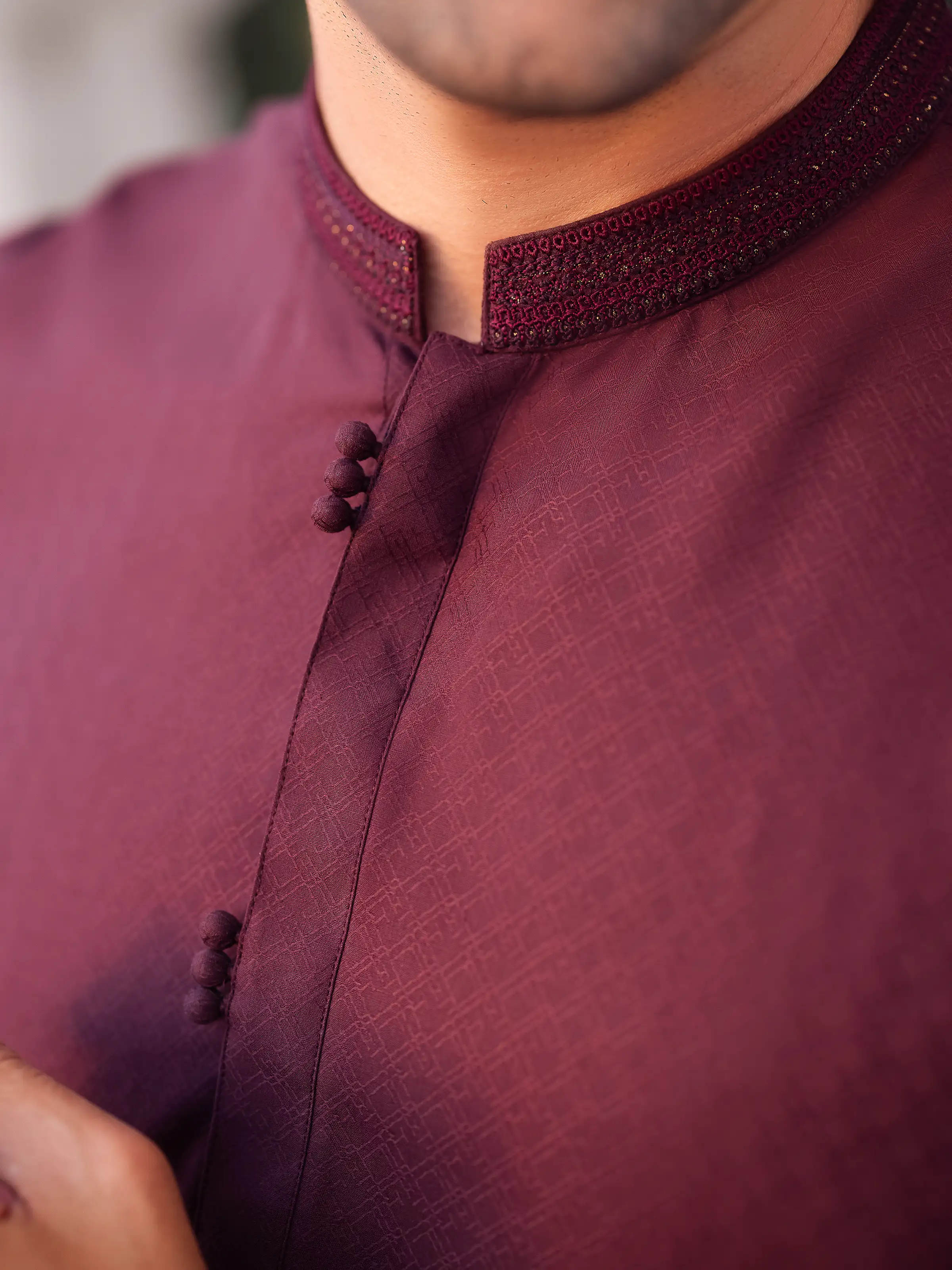 Embroidered Dobby Kurta - EMTK5-99527 - Image 6