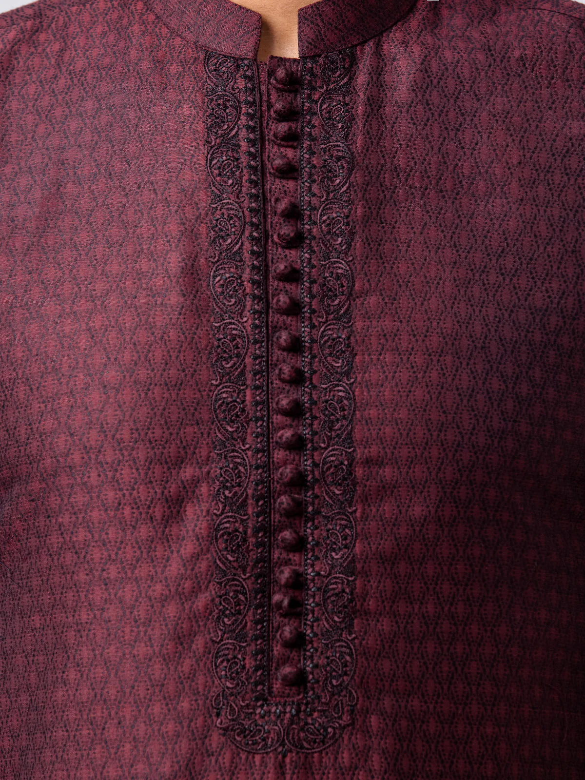 Embroidered Jacquard Kurta - EMTKC23-114 - Image 4