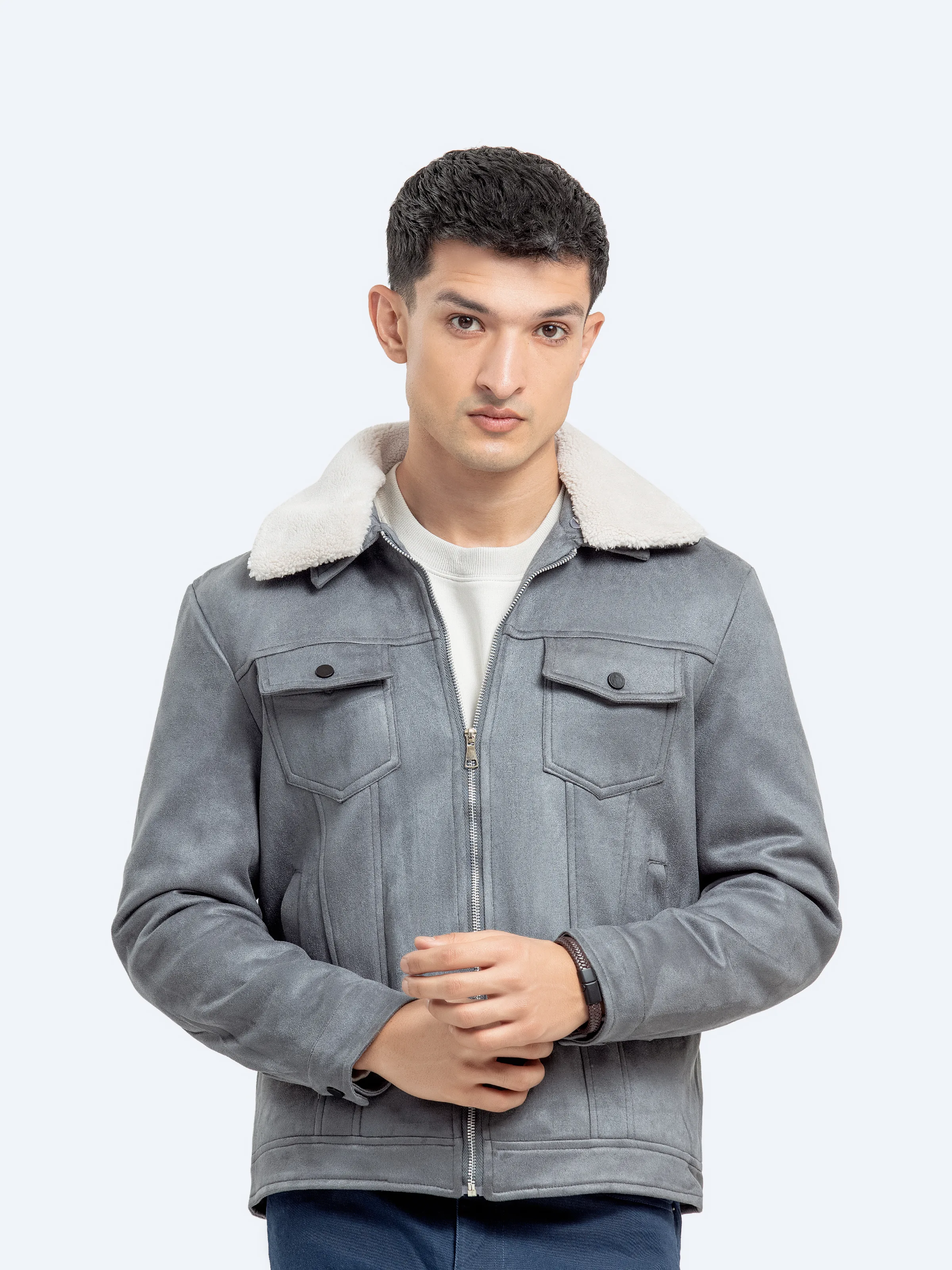 Fur Collar Suede Jacket - EMTJ24-016