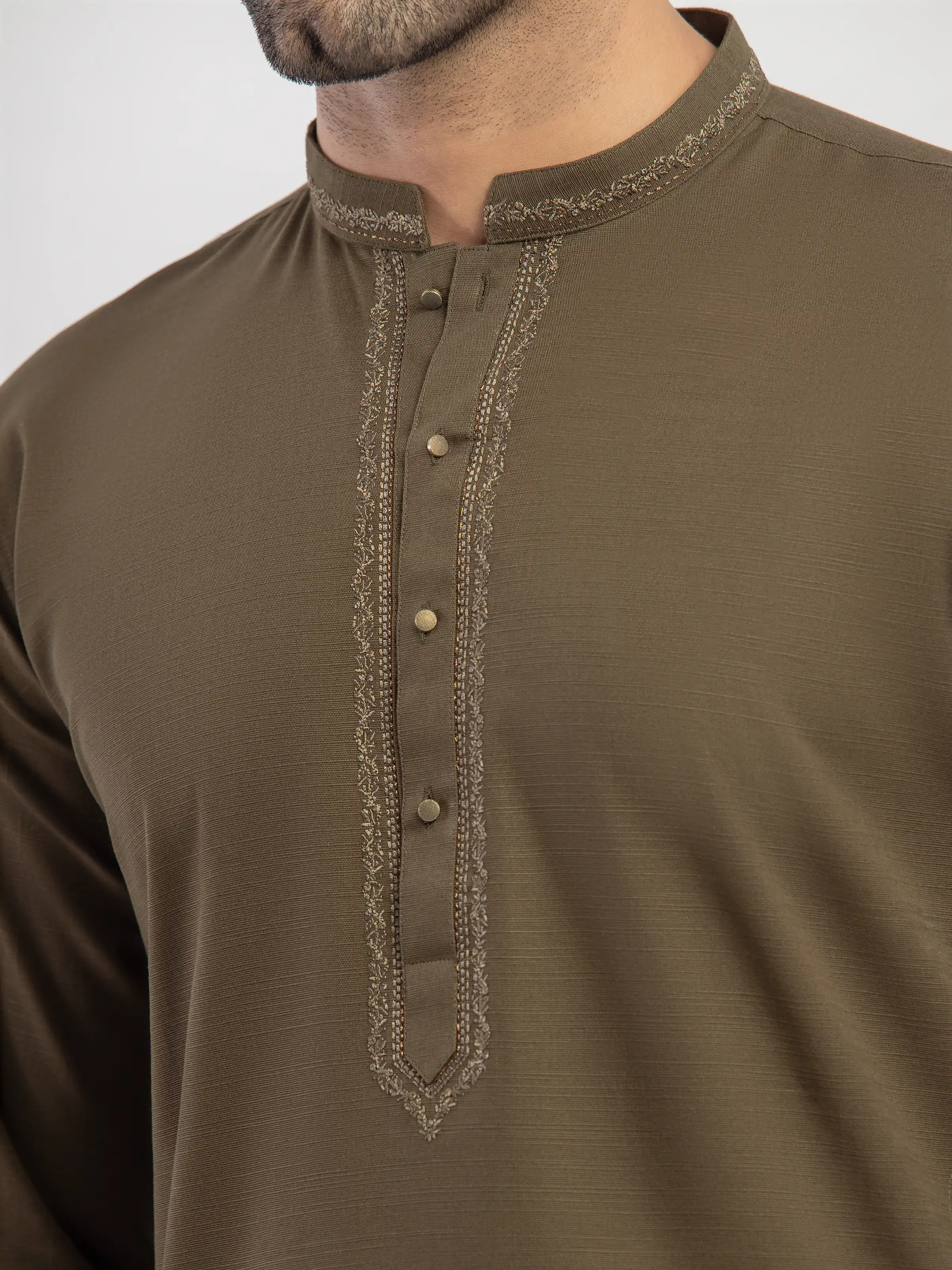 Embroidered Khaddar Kurta Pajama - EMTKPT5-093 - Image 3