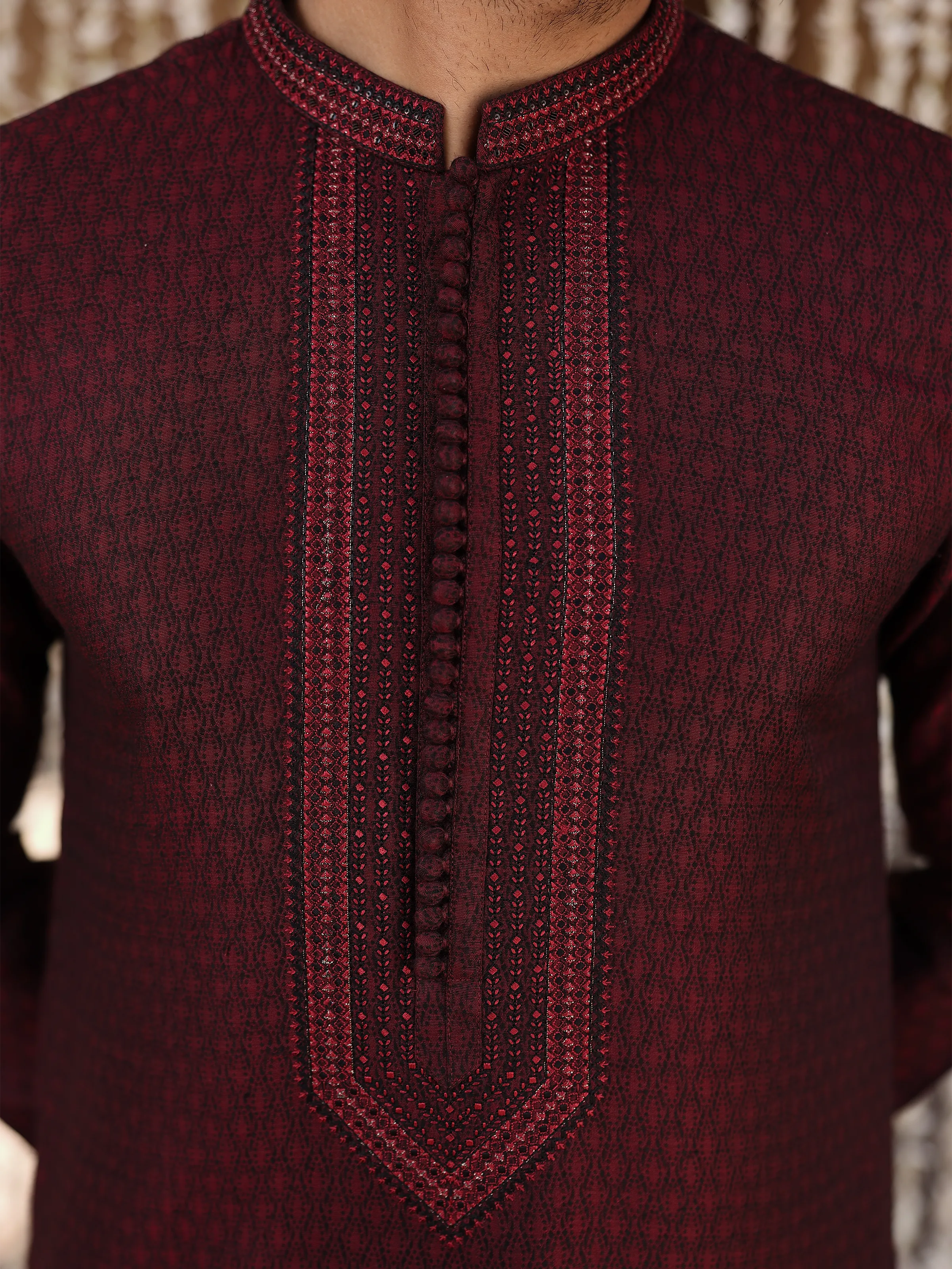 Embroidered Jamawar Kurta - EMTKC5-160 - Image 3