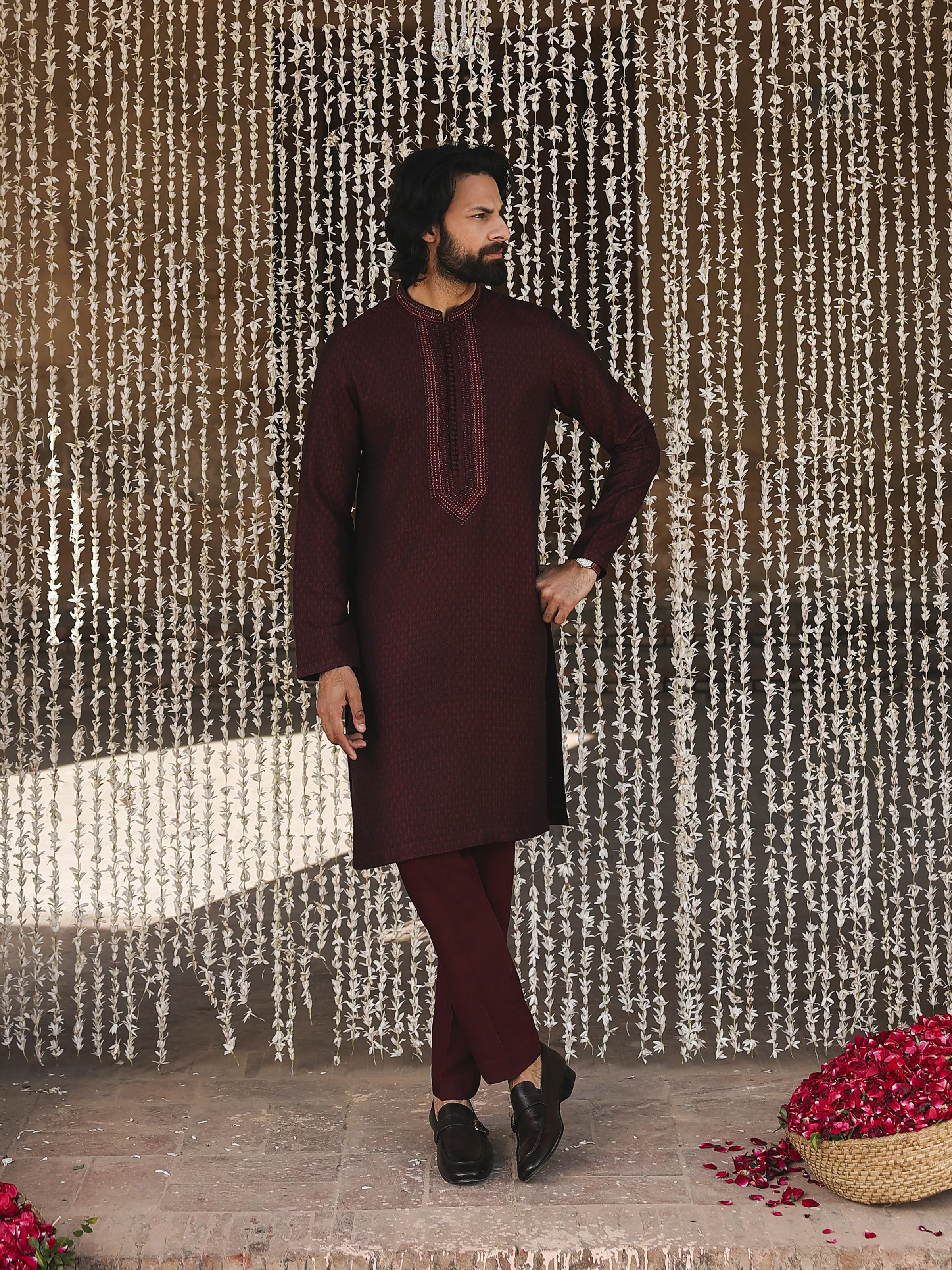 Embroidered Jamawar Kurta - EMTKC5-160 - Image 4