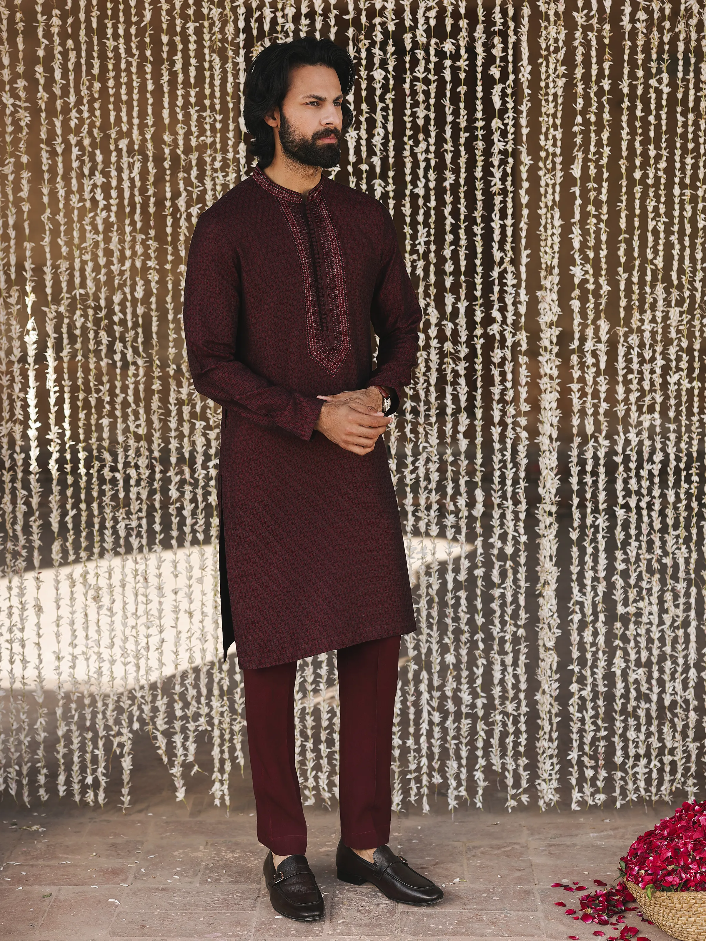 Embroidered Jamawar Kurta - EMTKC5-160 - Image 5